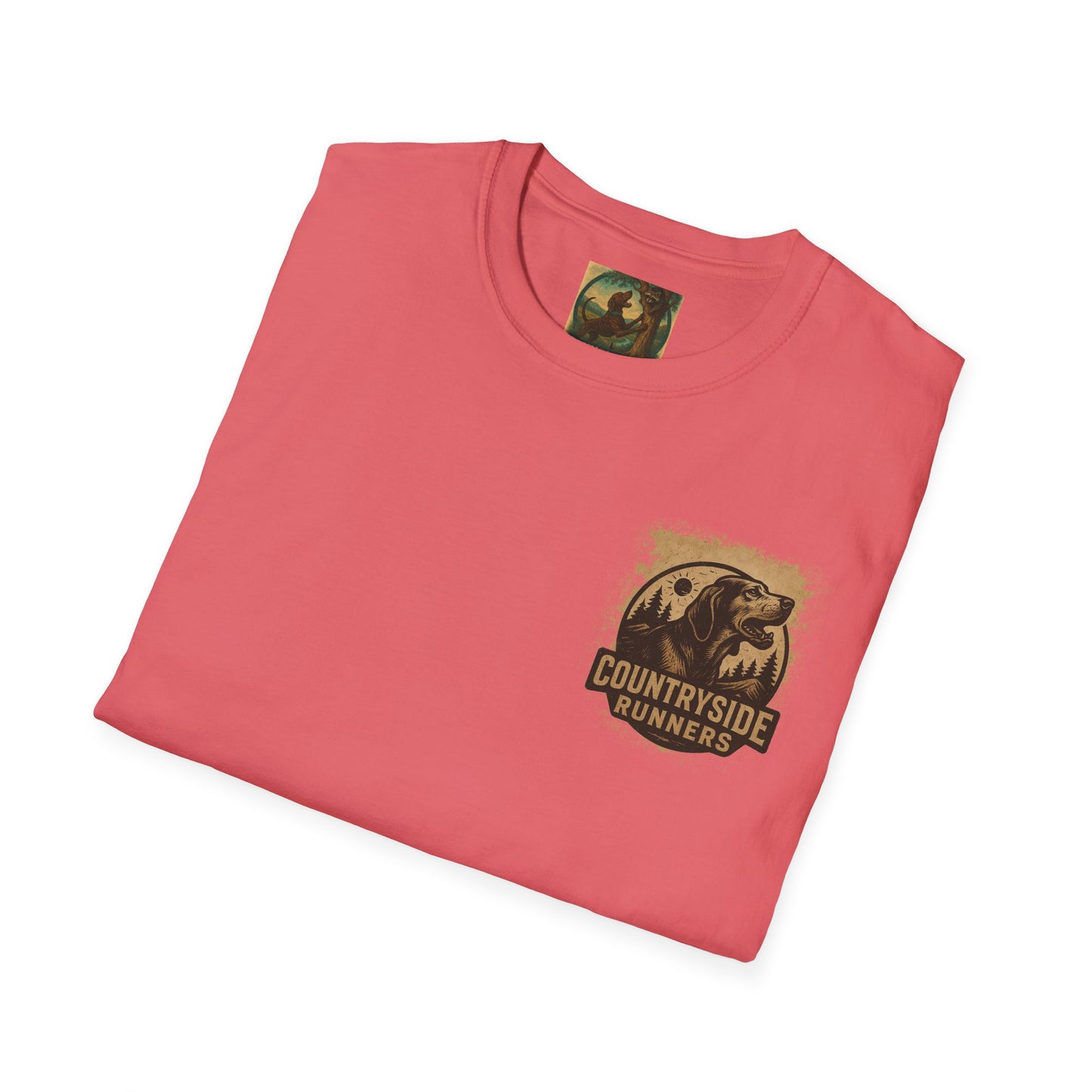 Countryside Runners treed plott hound T-Shirt, Unisex Dog Lover Tee, Softstyle Graphic Shirt, Gifts for Pet Owners, Outdoor Enthusiasts Apparel