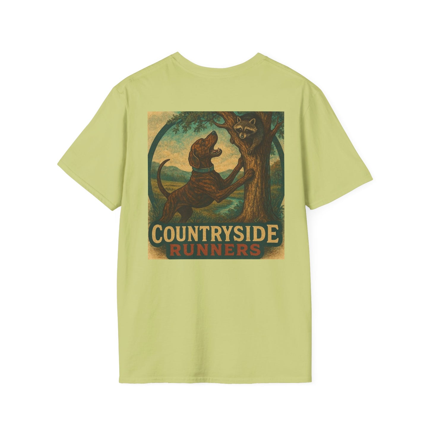 Countryside Runners treed plott hound T-Shirt, Unisex Dog Lover Tee, Softstyle Graphic Shirt, Gifts for Pet Owners, Outdoor Enthusiasts Apparel