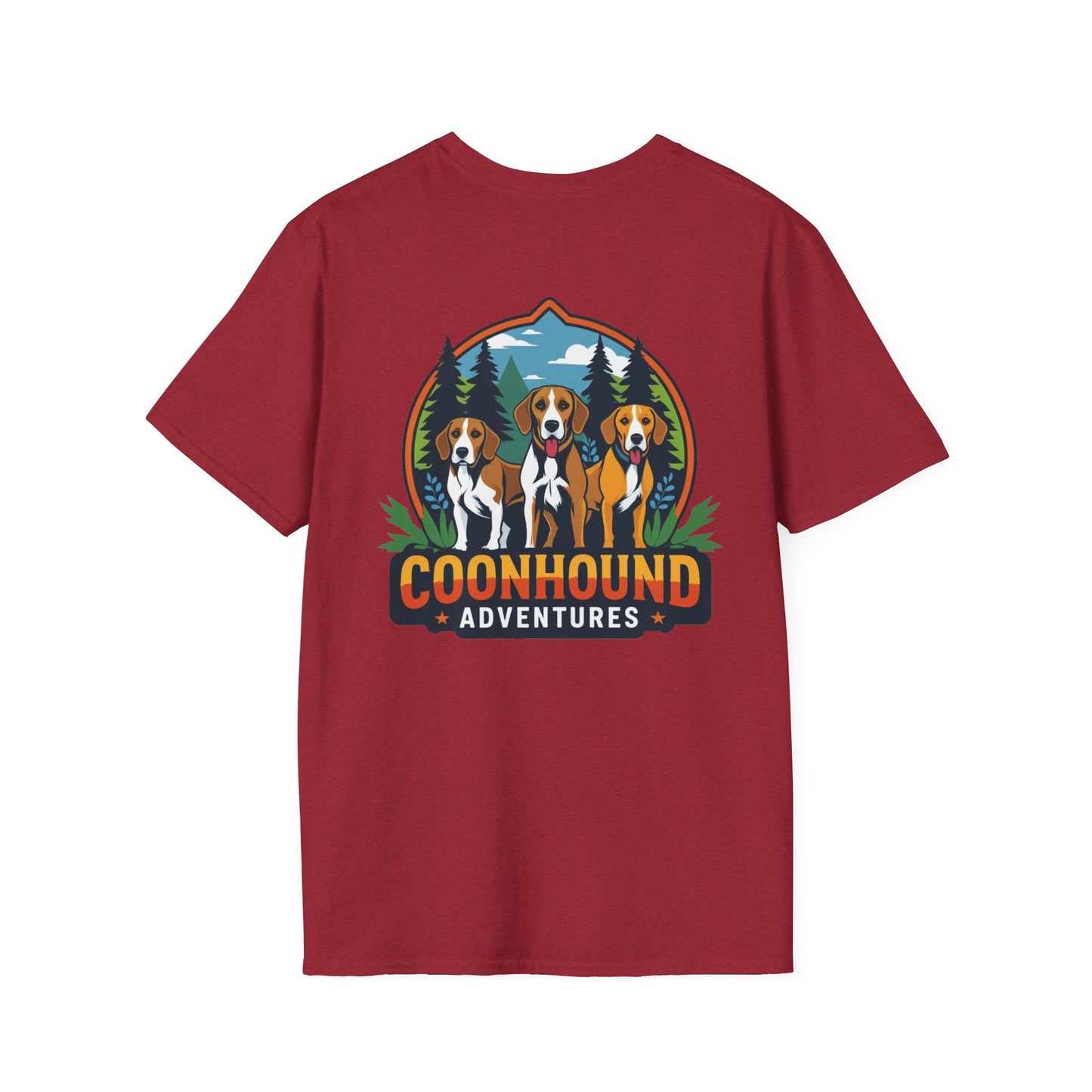 Coonhound Adventures T-Shirt, Unisex Graphic Tee, Dog Lover Gift, Outdoor Adventure Apparel, Casual Wear, Nature Enthusiast Shirt