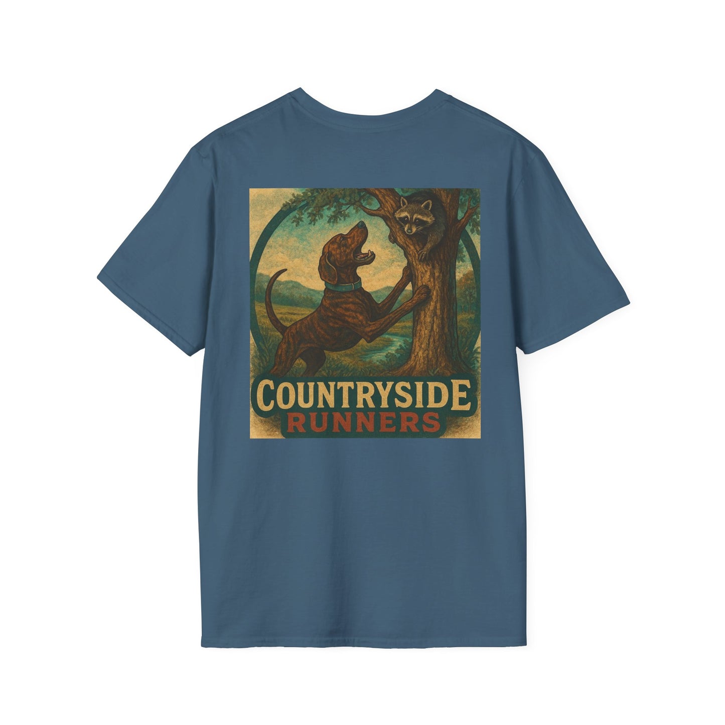 Countryside Runners treed plott hound T-Shirt, Unisex Dog Lover Tee, Softstyle Graphic Shirt, Gifts for Pet Owners, Outdoor Enthusiasts Apparel