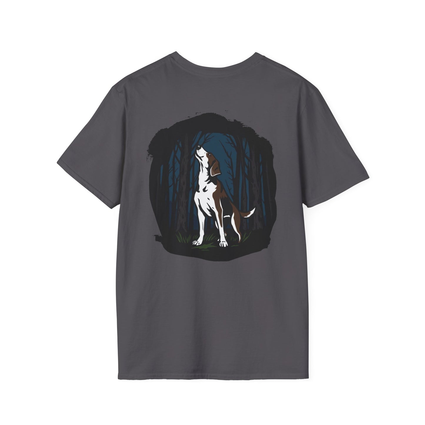 Dog Lover's Unisex Softstyle T-Shirt, Pet Fashion, Casual Wear, Birthday Gift, Animal Lover Apparel, Forest Dog Design