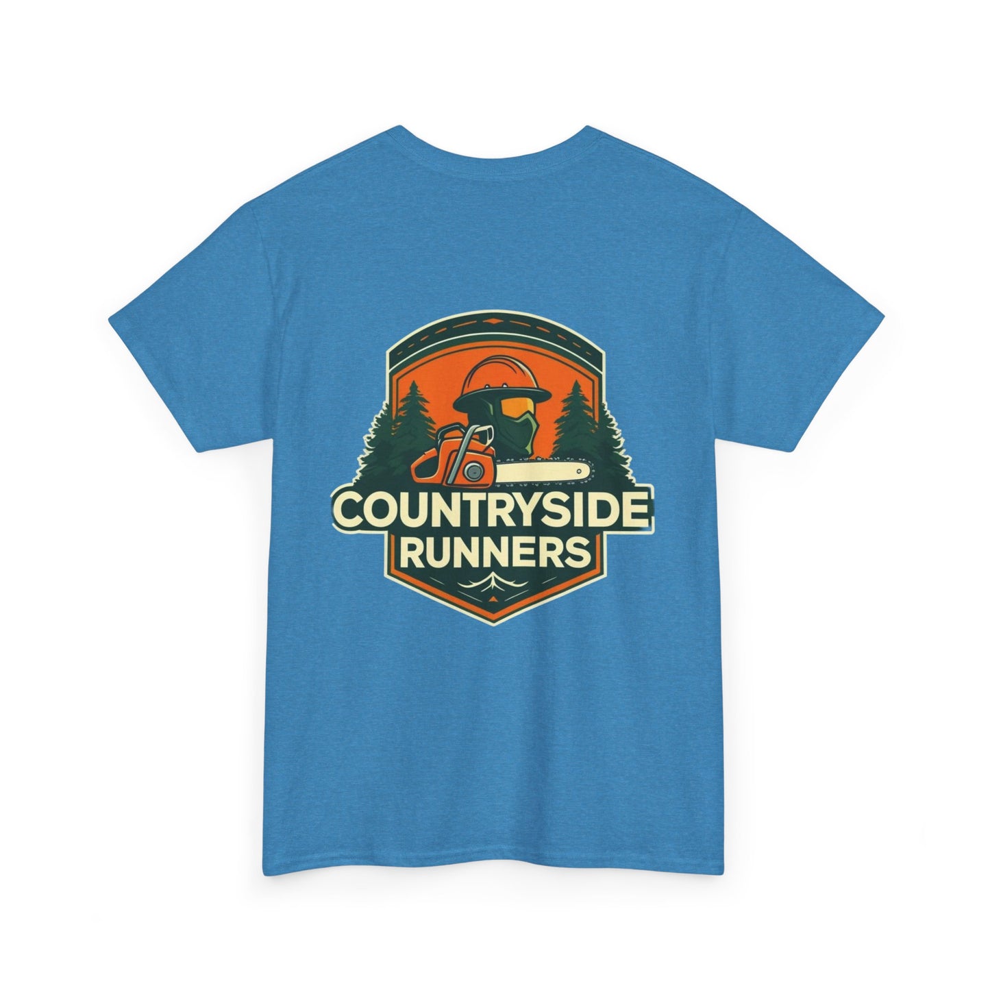 Blue collar line- Countryside Runners Unisex Heavy Cotton Tee, Casual Outdoor Shirt, Gift for Runners, Nature Lover Apparel, Unisex Tee for Adventures