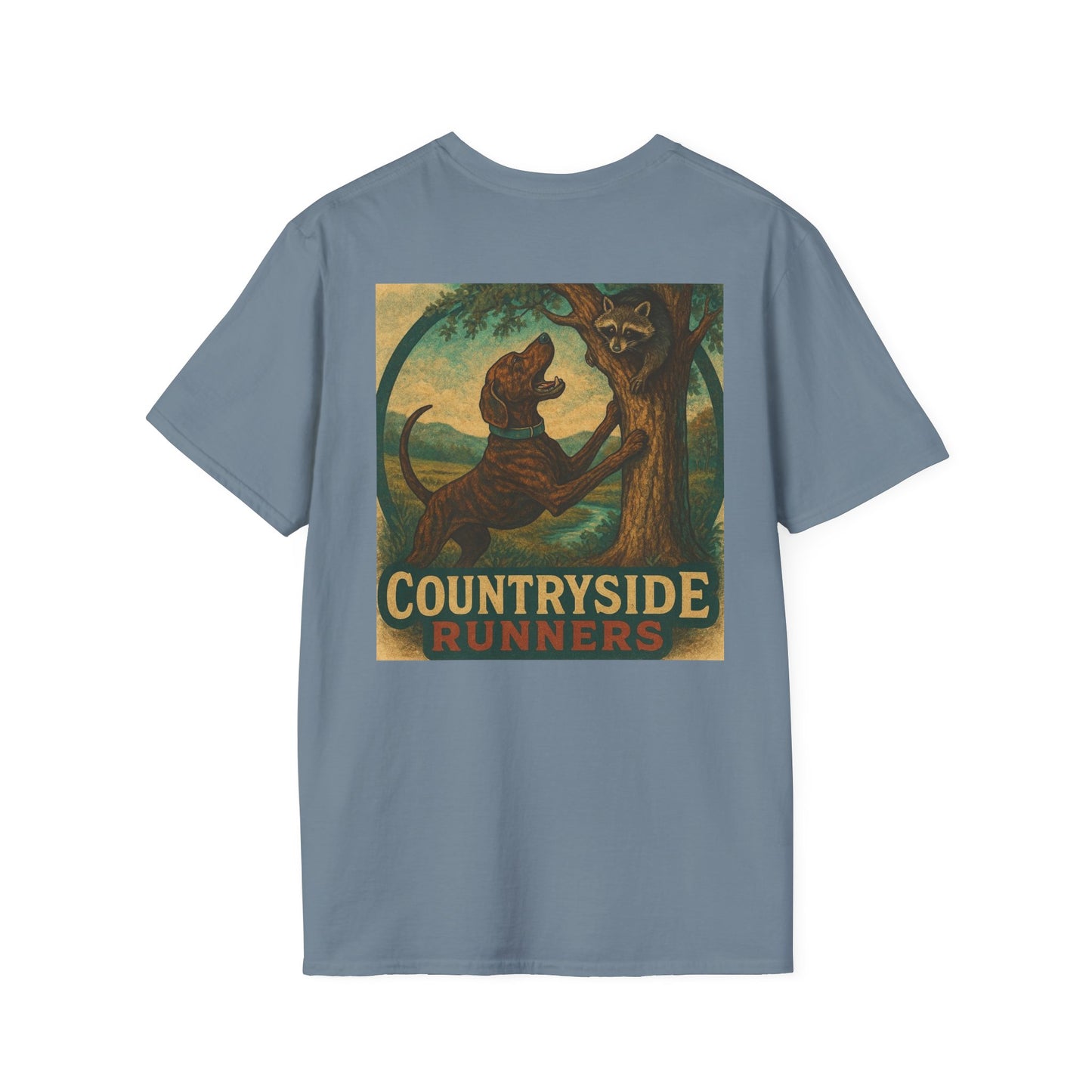 Countryside Runners treed plott hound T-Shirt, Unisex Dog Lover Tee, Softstyle Graphic Shirt, Gifts for Pet Owners, Outdoor Enthusiasts Apparel