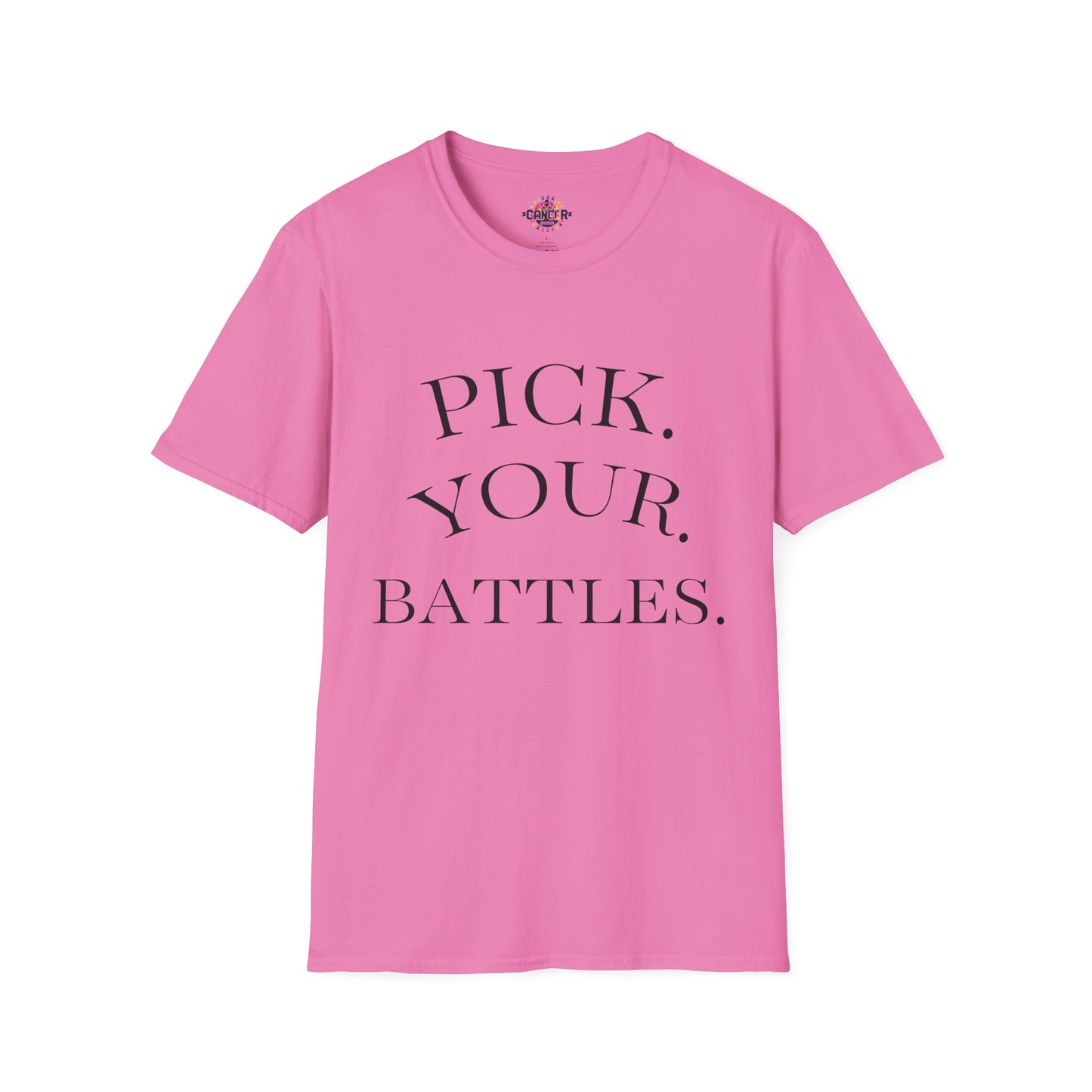 Pick Your Battles Cancer CountrySide Unisex Softstyle T-Shirt, Support Tee, Awareness Shirt, Gift Idea for Cancer Fighters, Inspirational Apparel