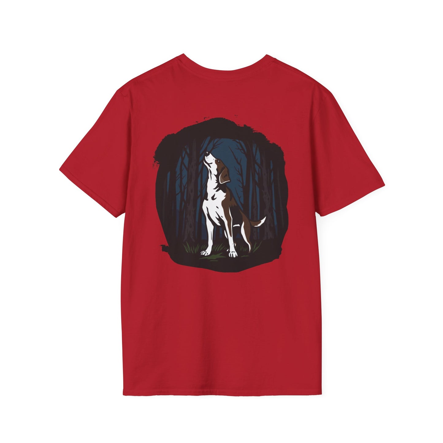 Dog Lover's Unisex Softstyle T-Shirt, Pet Fashion, Casual Wear, Birthday Gift, Animal Lover Apparel, Forest Dog Design