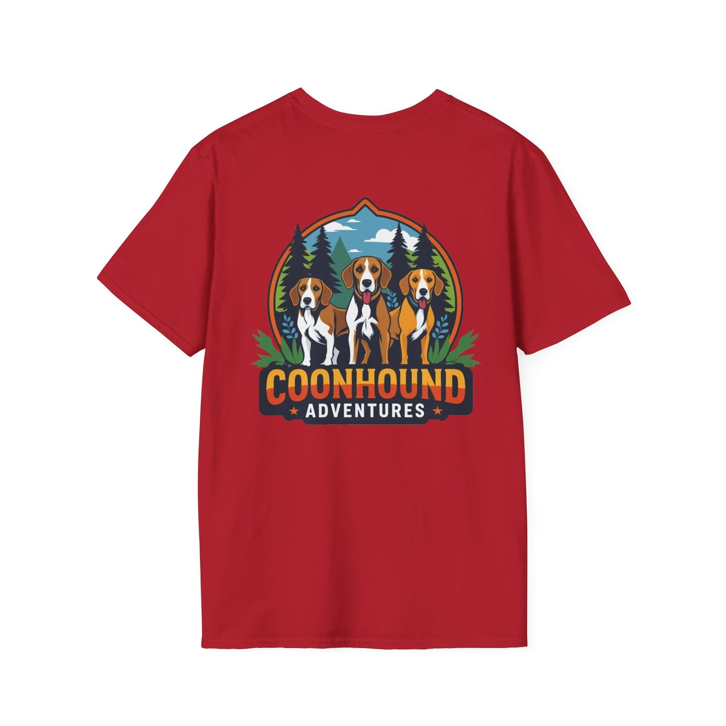 Coonhound Adventures T-Shirt, Unisex Graphic Tee, Dog Lover Gift, Outdoor Adventure Apparel, Casual Wear, Nature Enthusiast Shirt