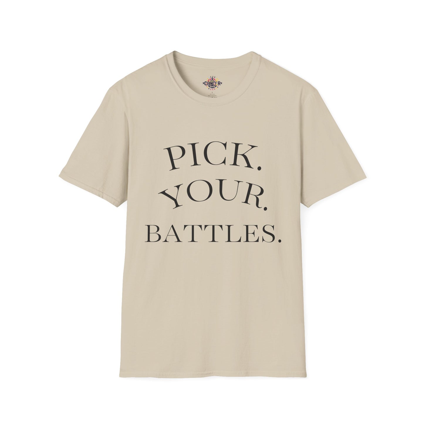 Pick Your Battles Cancer CountrySide Unisex Softstyle T-Shirt, Support Tee, Awareness Shirt, Gift Idea for Cancer Fighters, Inspirational Apparel