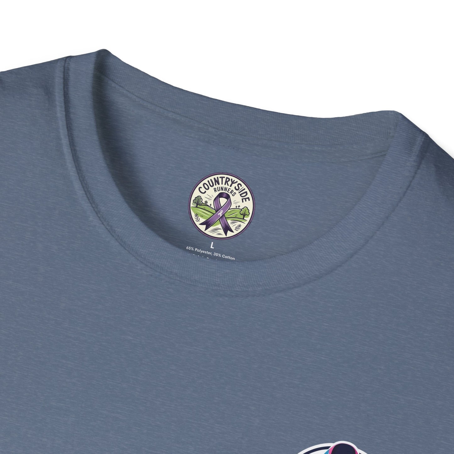 Countryside Runners Awareness T-Shirt, Unisex Softstyle Tee, Running Gear, Fundraiser Apparel, Purple Ribbon Support, Fitness Fashion