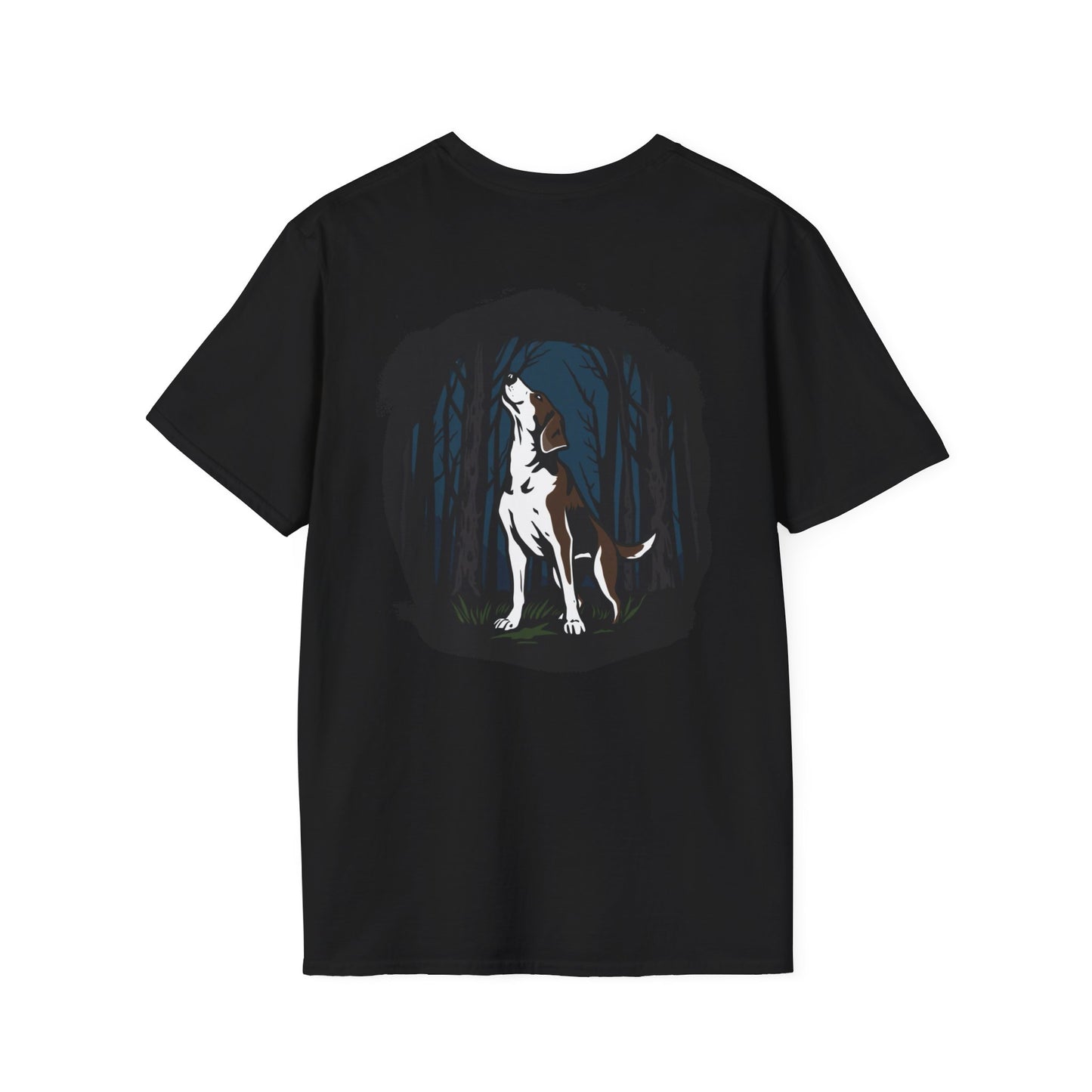 Dog Lover's Unisex Softstyle T-Shirt, Pet Fashion, Casual Wear, Birthday Gift, Animal Lover Apparel, Forest Dog Design