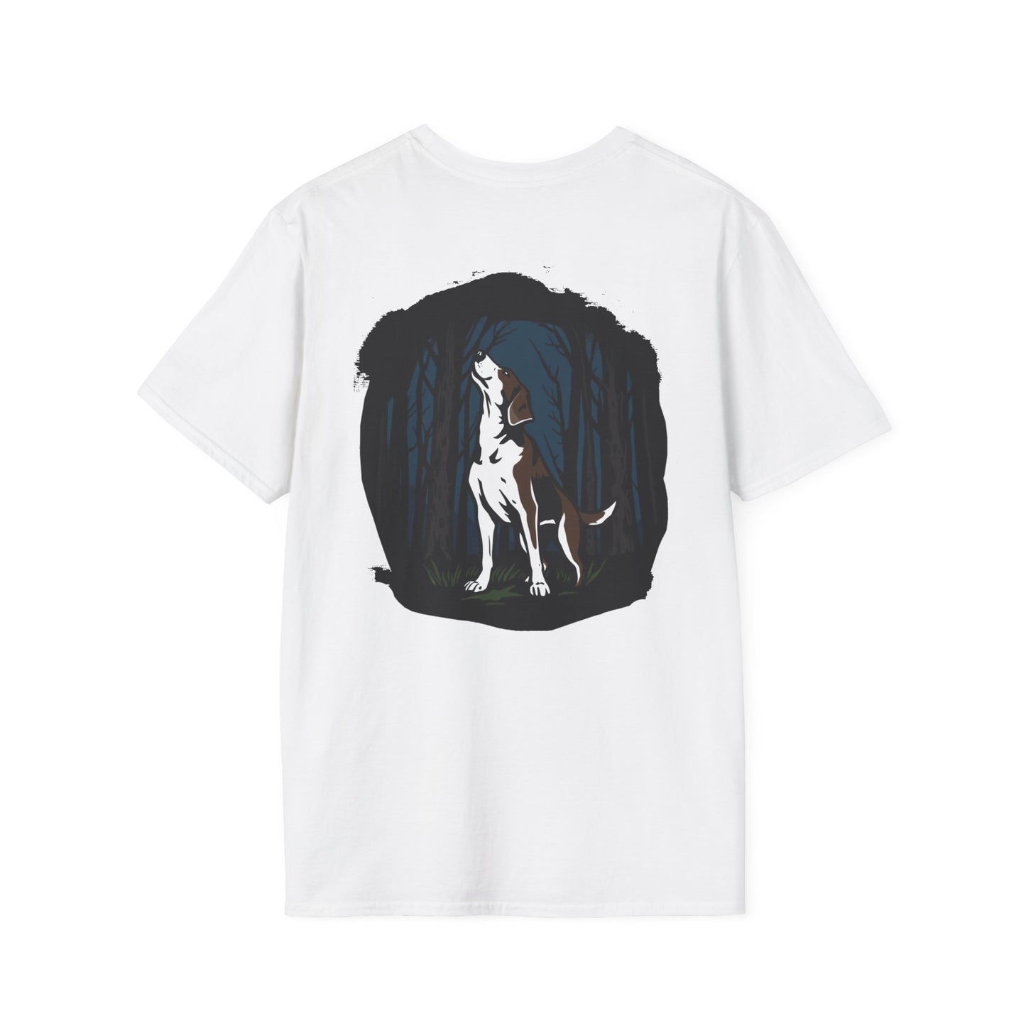 Dog Lover's Unisex Softstyle T-Shirt, Pet Fashion, Casual Wear, Birthday Gift, Animal Lover Apparel, Forest Dog Design