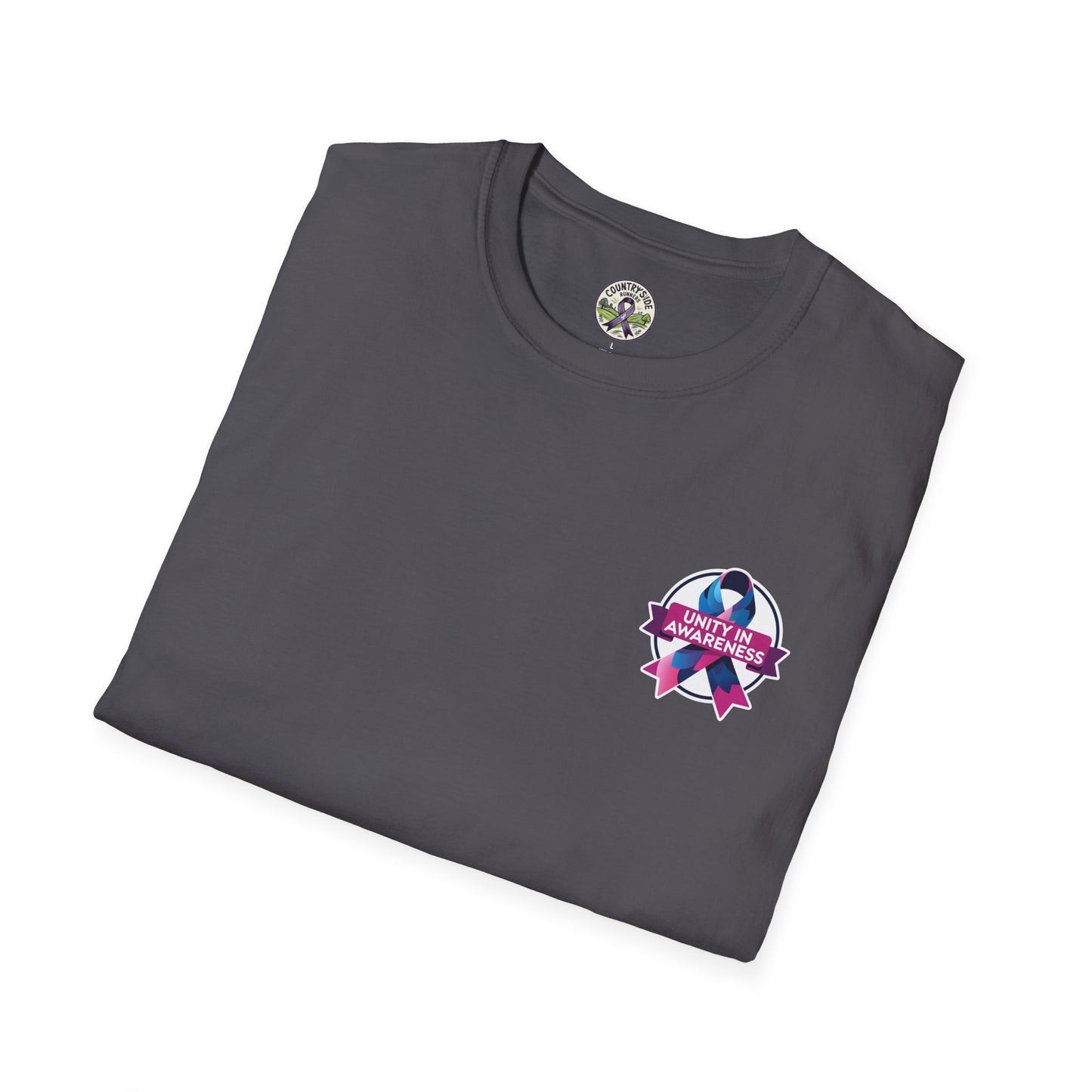 Countryside Runners Awareness T-Shirt, Unisex Softstyle Tee, Running Gear, Fundraiser Apparel, Purple Ribbon Support, Fitness Fashion