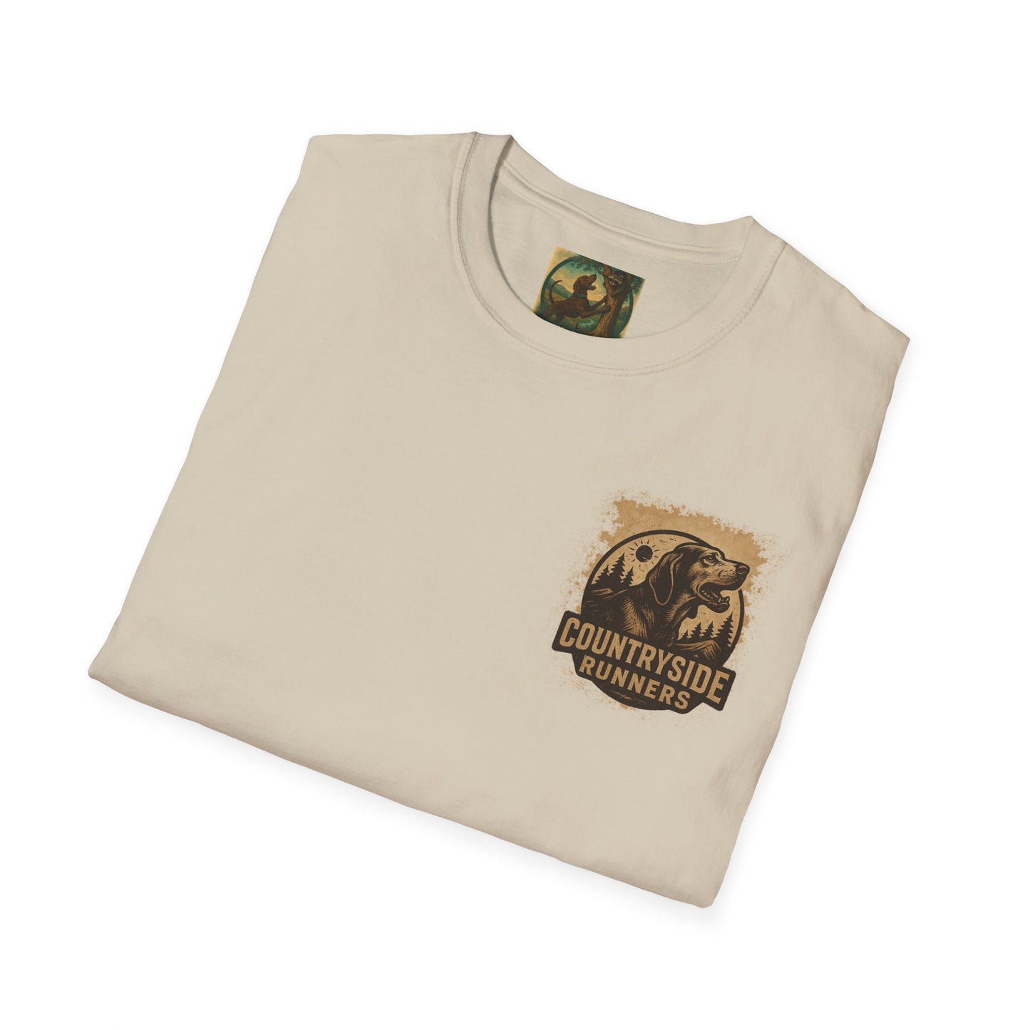 Countryside Runners treed plott hound T-Shirt, Unisex Dog Lover Tee, Softstyle Graphic Shirt, Gifts for Pet Owners, Outdoor Enthusiasts Apparel