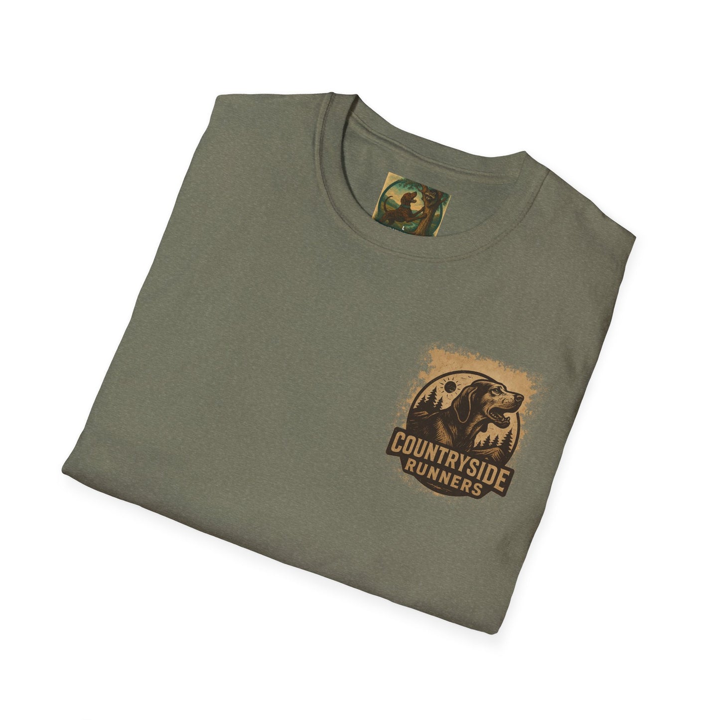 Countryside Runners treed plott hound T-Shirt, Unisex Dog Lover Tee, Softstyle Graphic Shirt, Gifts for Pet Owners, Outdoor Enthusiasts Apparel
