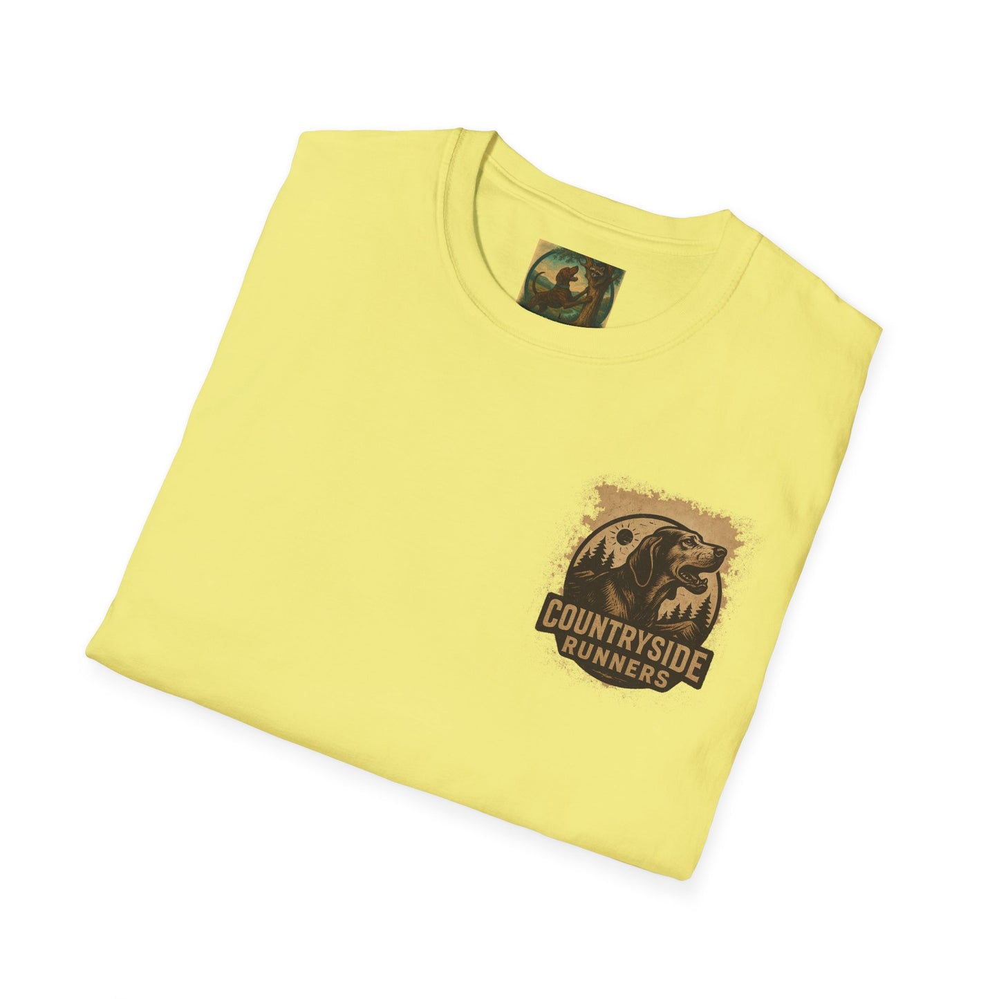 Countryside Runners treed plott hound T-Shirt, Unisex Dog Lover Tee, Softstyle Graphic Shirt, Gifts for Pet Owners, Outdoor Enthusiasts Apparel