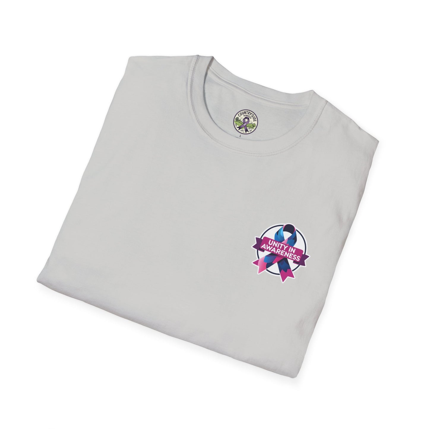 Countryside Runners Awareness T-Shirt, Unisex Softstyle Tee, Running Gear, Fundraiser Apparel, Purple Ribbon Support, Fitness Fashion