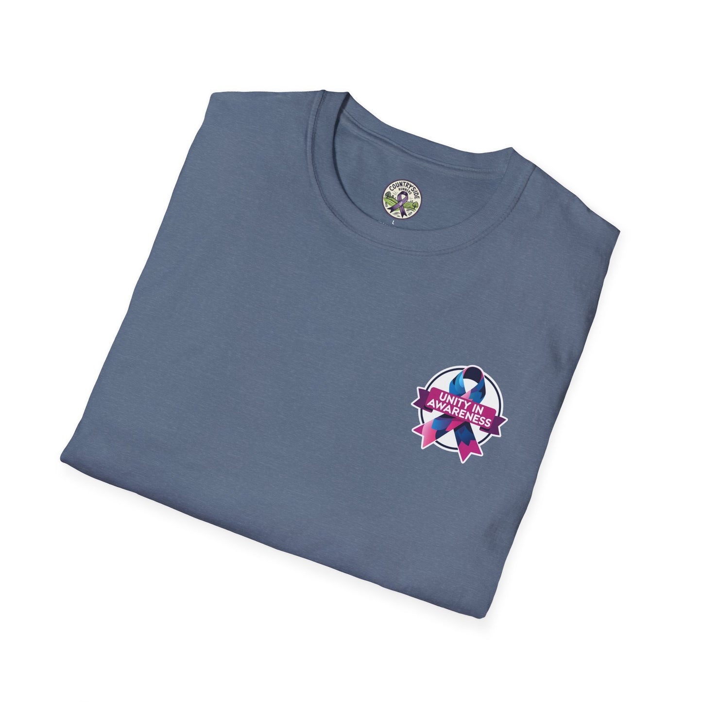 Countryside Runners Awareness T-Shirt, Unisex Softstyle Tee, Running Gear, Fundraiser Apparel, Purple Ribbon Support, Fitness Fashion