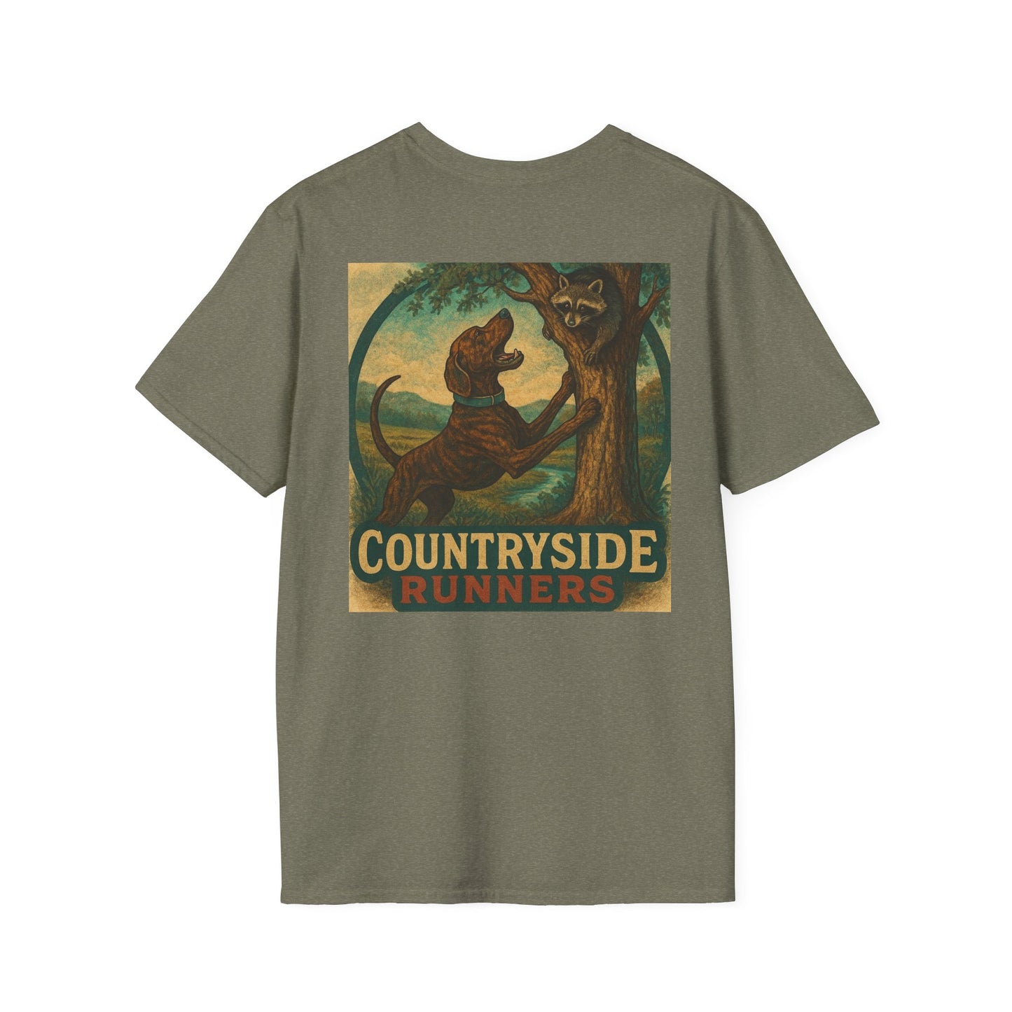 Countryside Runners treed plott hound T-Shirt, Unisex Dog Lover Tee, Softstyle Graphic Shirt, Gifts for Pet Owners, Outdoor Enthusiasts Apparel