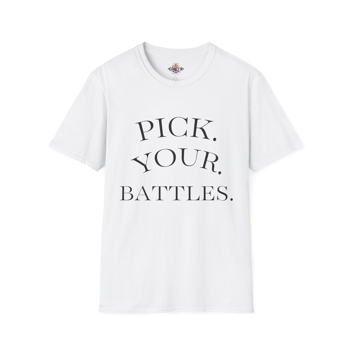 Pick Your Battles Cancer CountrySide Unisex Softstyle T-Shirt, Support Tee, Awareness Shirt, Gift Idea for Cancer Fighters, Inspirational Apparel