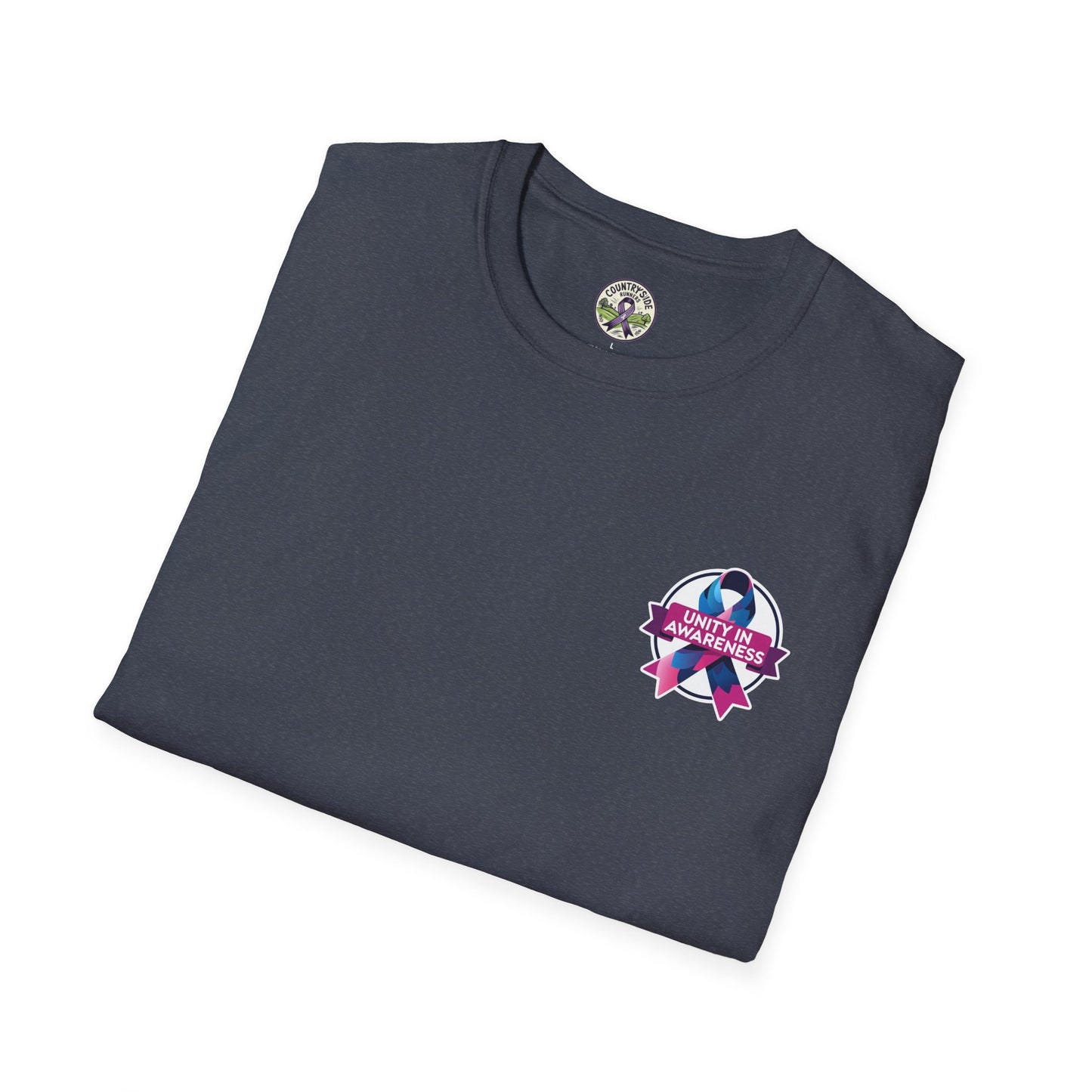 Countryside Runners Awareness T-Shirt, Unisex Softstyle Tee, Running Gear, Fundraiser Apparel, Purple Ribbon Support, Fitness Fashion