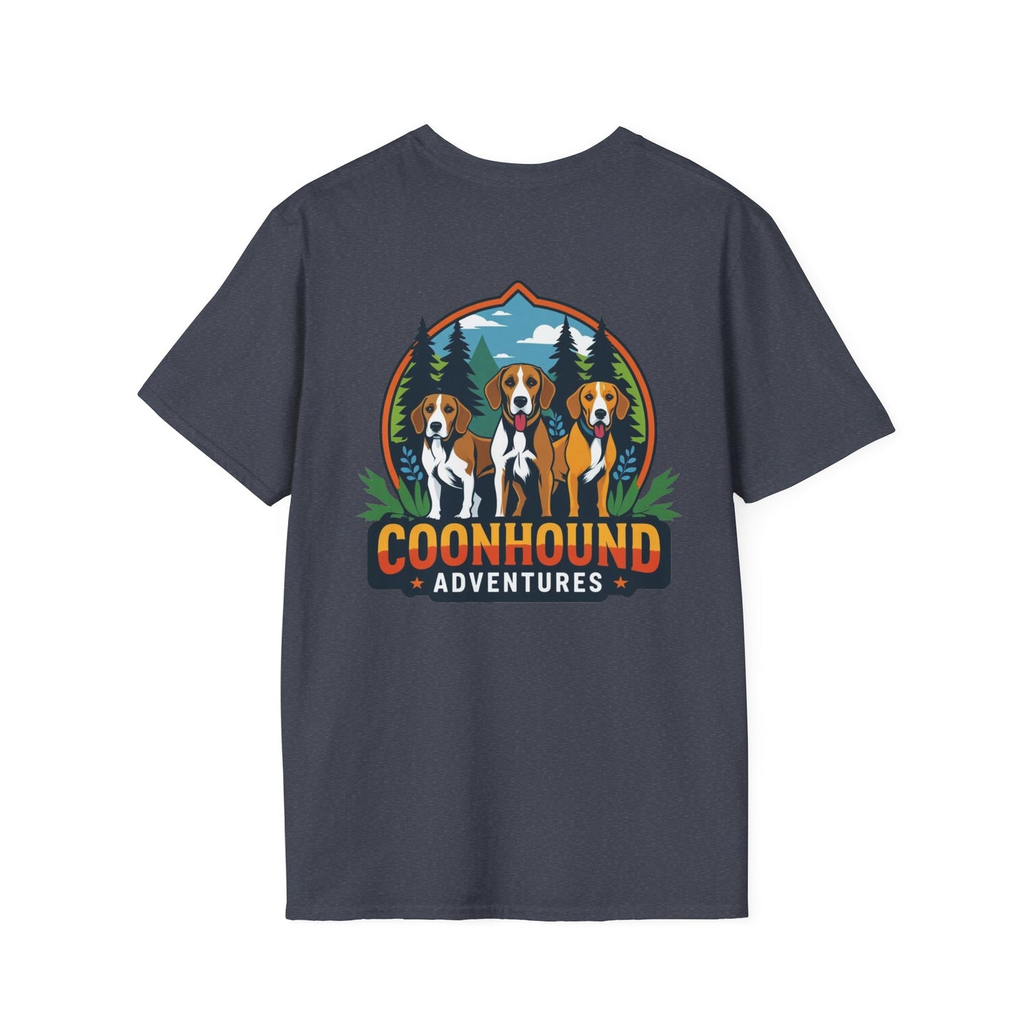 Coonhound Adventures T-Shirt, Unisex Graphic Tee, Dog Lover Gift, Outdoor Adventure Apparel, Casual Wear, Nature Enthusiast Shirt