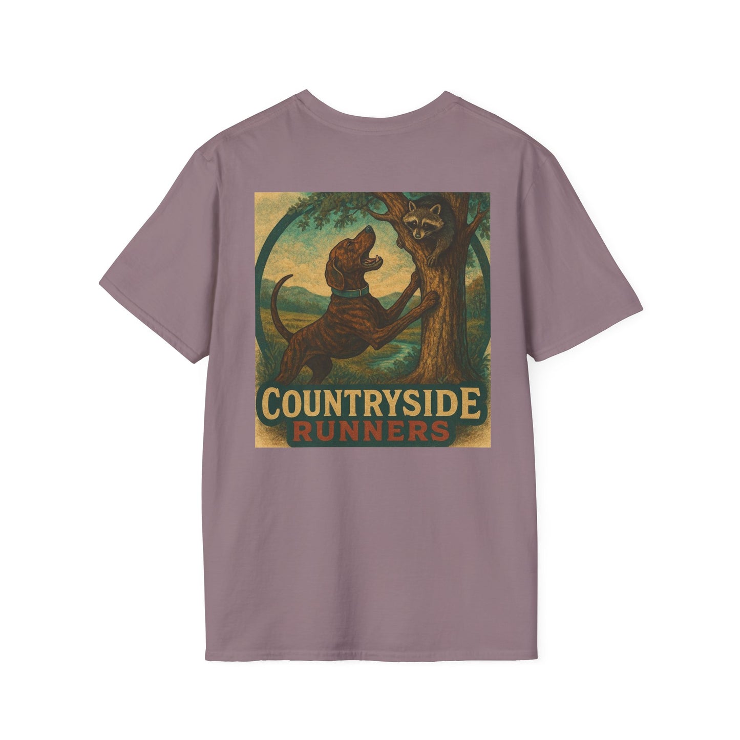 Countryside Runners treed plott hound T-Shirt, Unisex Dog Lover Tee, Softstyle Graphic Shirt, Gifts for Pet Owners, Outdoor Enthusiasts Apparel