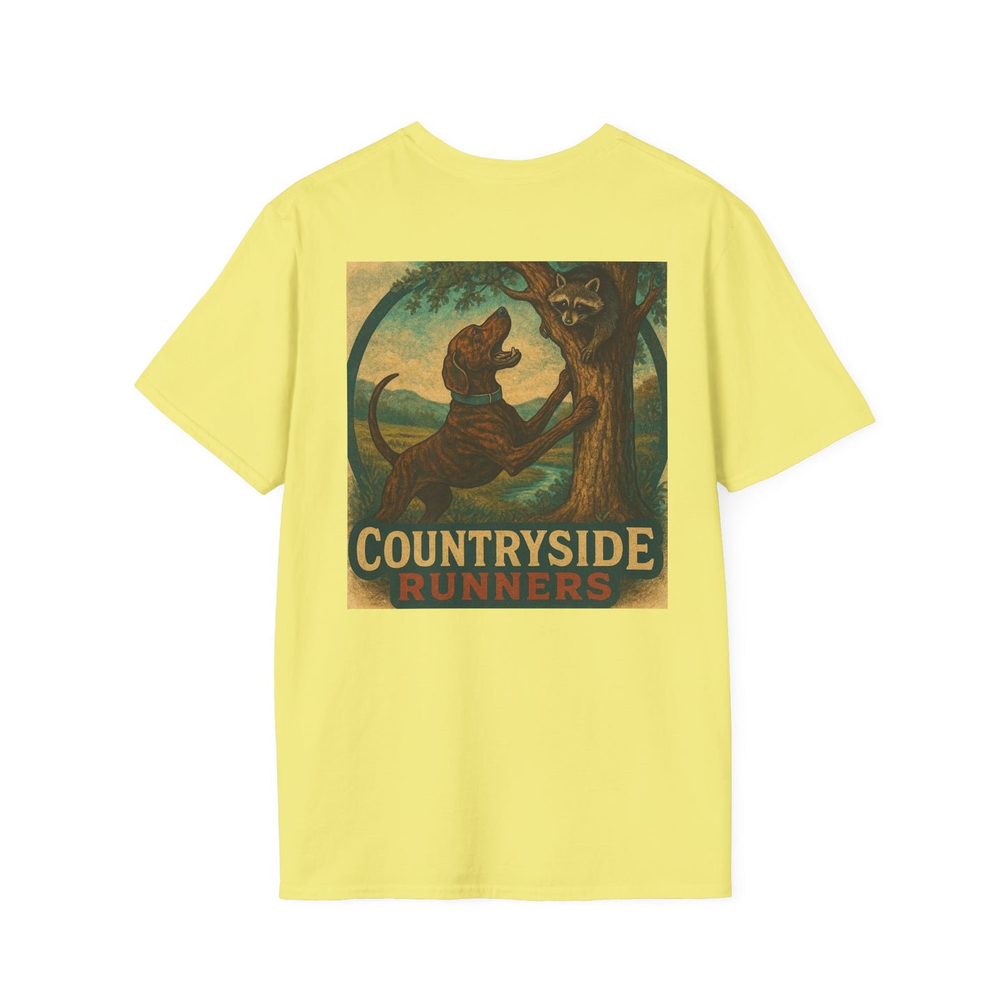 Countryside Runners treed plott hound T-Shirt, Unisex Dog Lover Tee, Softstyle Graphic Shirt, Gifts for Pet Owners, Outdoor Enthusiasts Apparel