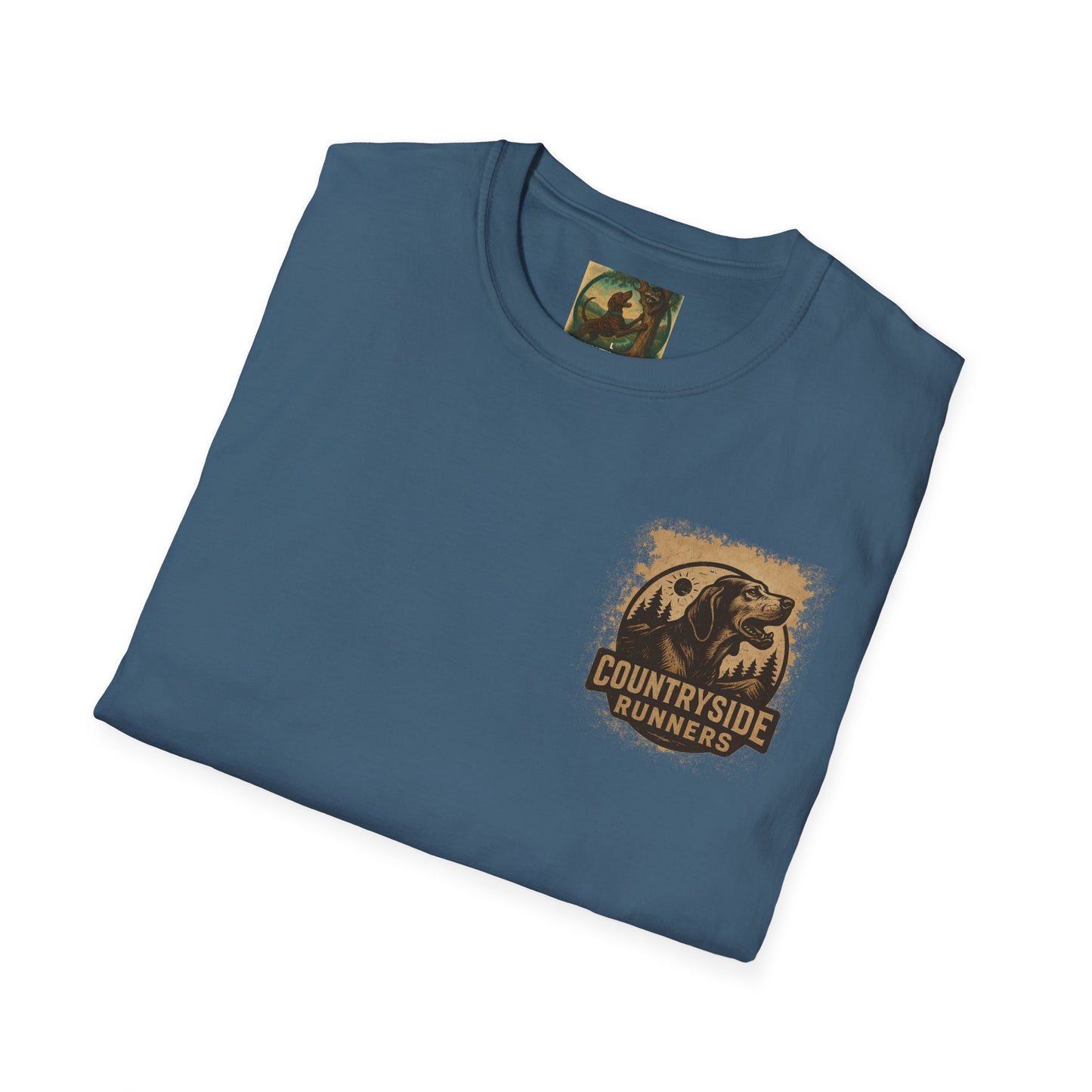 Countryside Runners treed plott hound T-Shirt, Unisex Dog Lover Tee, Softstyle Graphic Shirt, Gifts for Pet Owners, Outdoor Enthusiasts Apparel