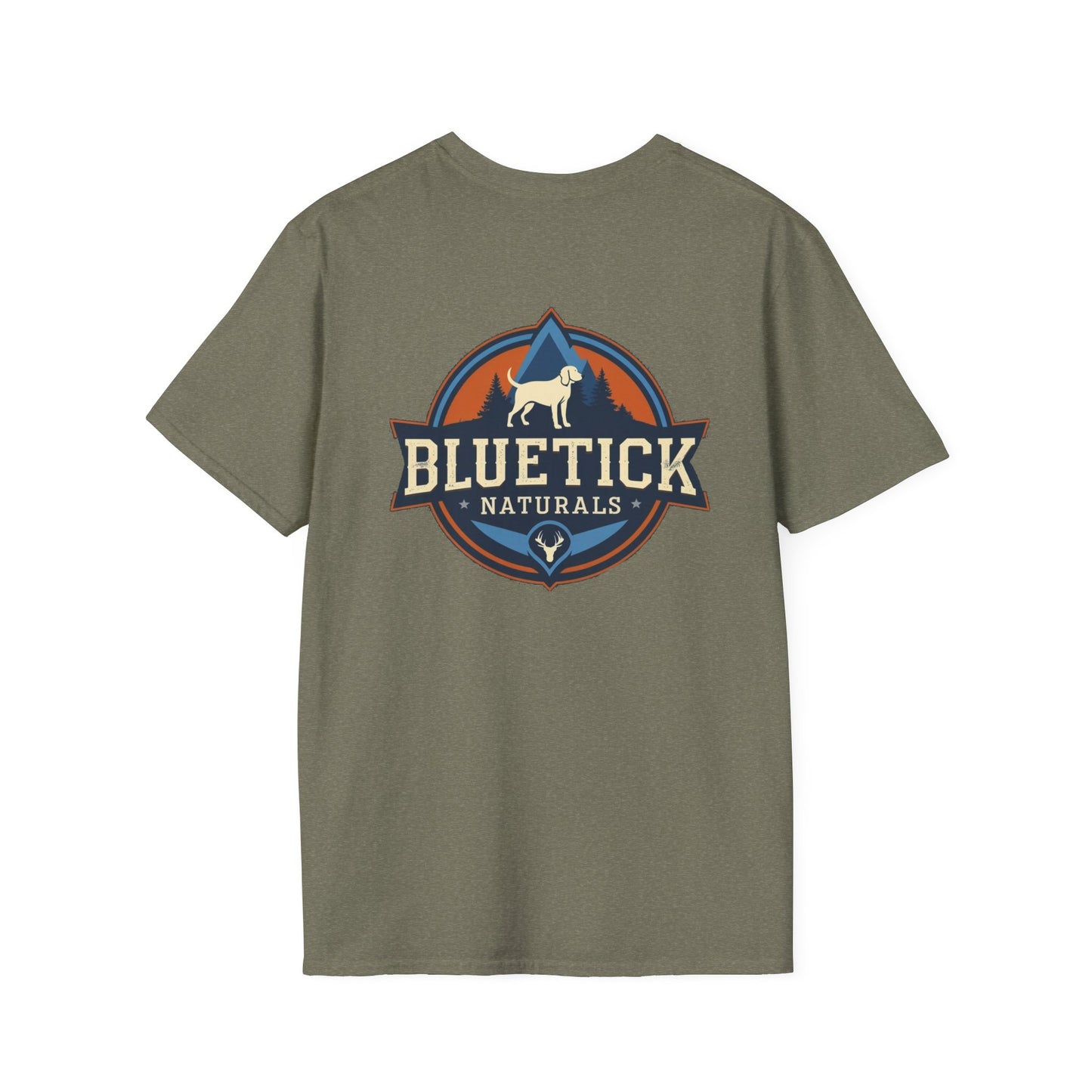 Vintage-Inspired Bluetick Naturals Unisex Softstyle T-Shirt, Pet Lover's Tee, Casual Wear, Gift for Dog Owners, Outdoor Adventure Shirt