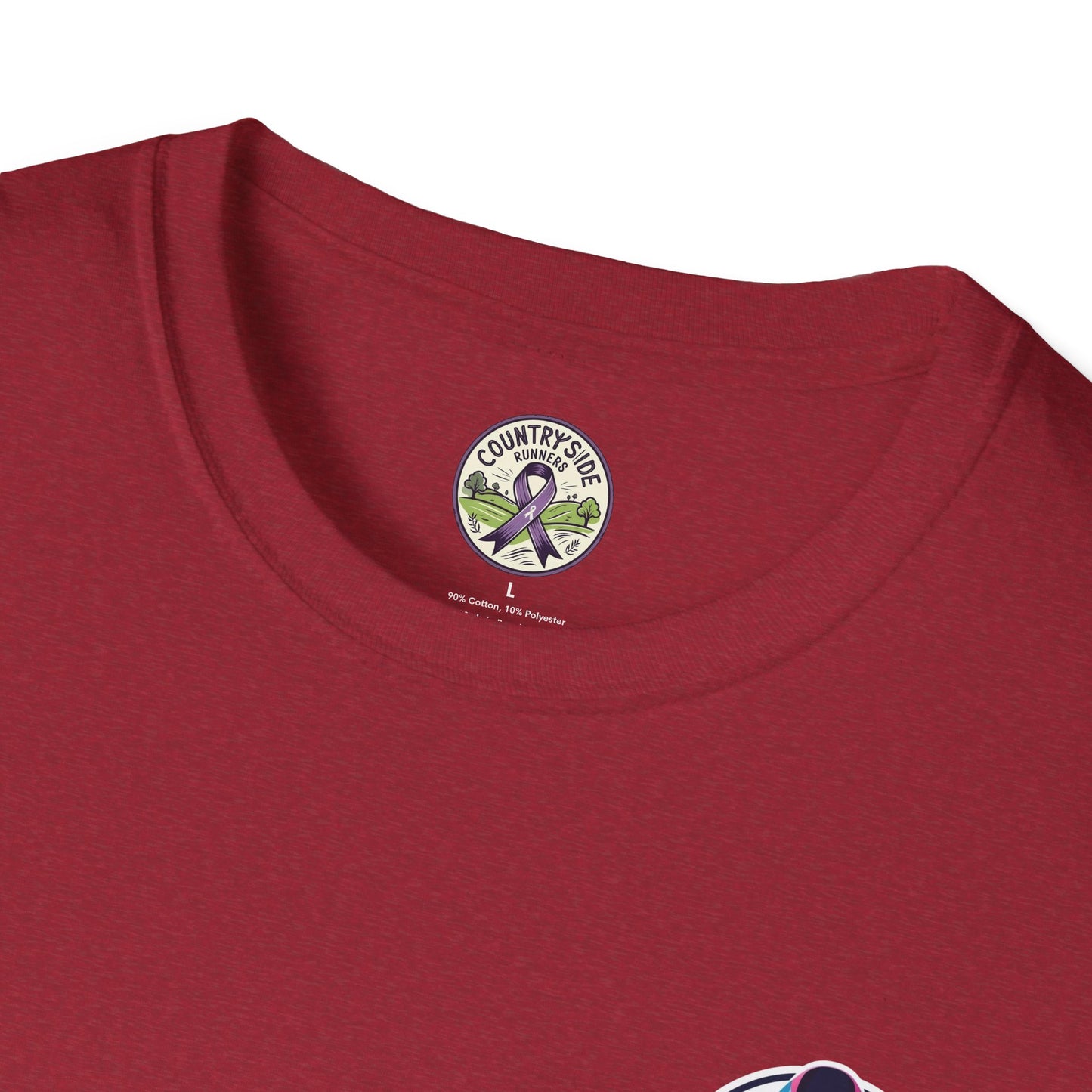 Countryside Runners Awareness T-Shirt, Unisex Softstyle Tee, Running Gear, Fundraiser Apparel, Purple Ribbon Support, Fitness Fashion
