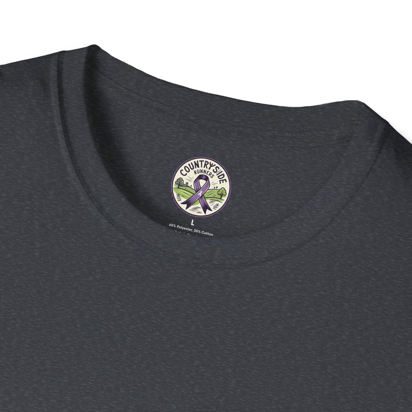 Countryside Runners Awareness T-Shirt, Unisex Softstyle Tee, Running Gear, Fundraiser Apparel, Purple Ribbon Support, Fitness Fashion