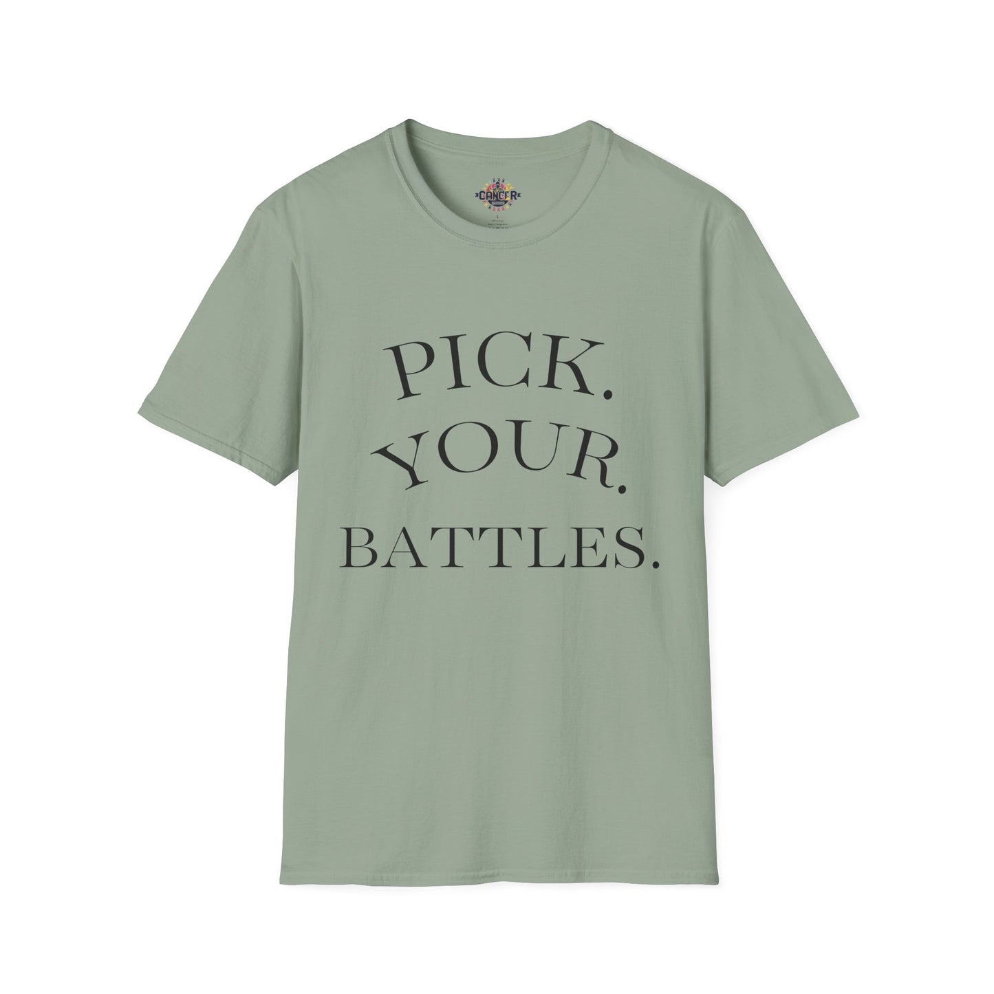 Pick Your Battles Cancer CountrySide Unisex Softstyle T-Shirt, Support Tee, Awareness Shirt, Gift Idea for Cancer Fighters, Inspirational Apparel