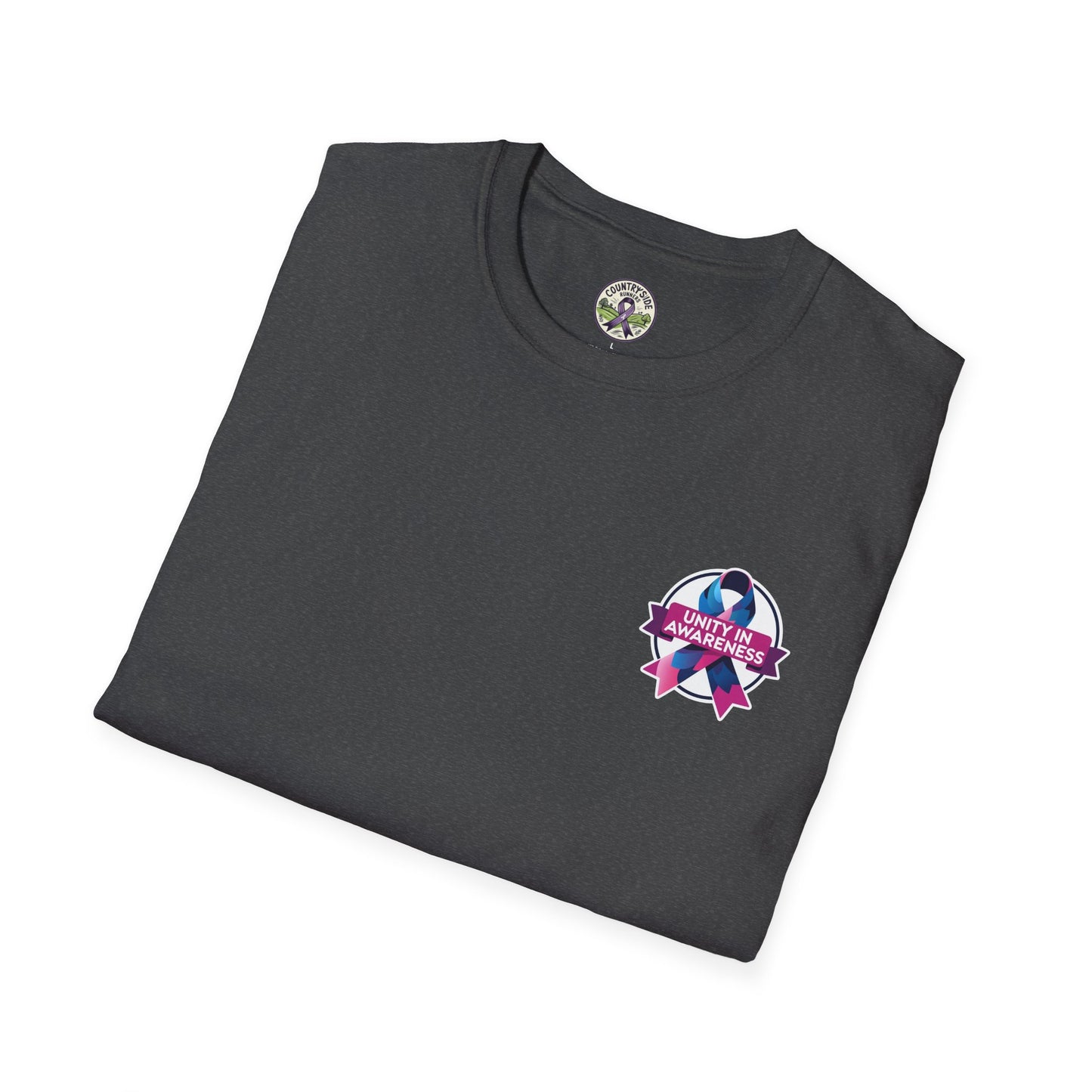 Countryside Runners Awareness T-Shirt, Unisex Softstyle Tee, Running Gear, Fundraiser Apparel, Purple Ribbon Support, Fitness Fashion