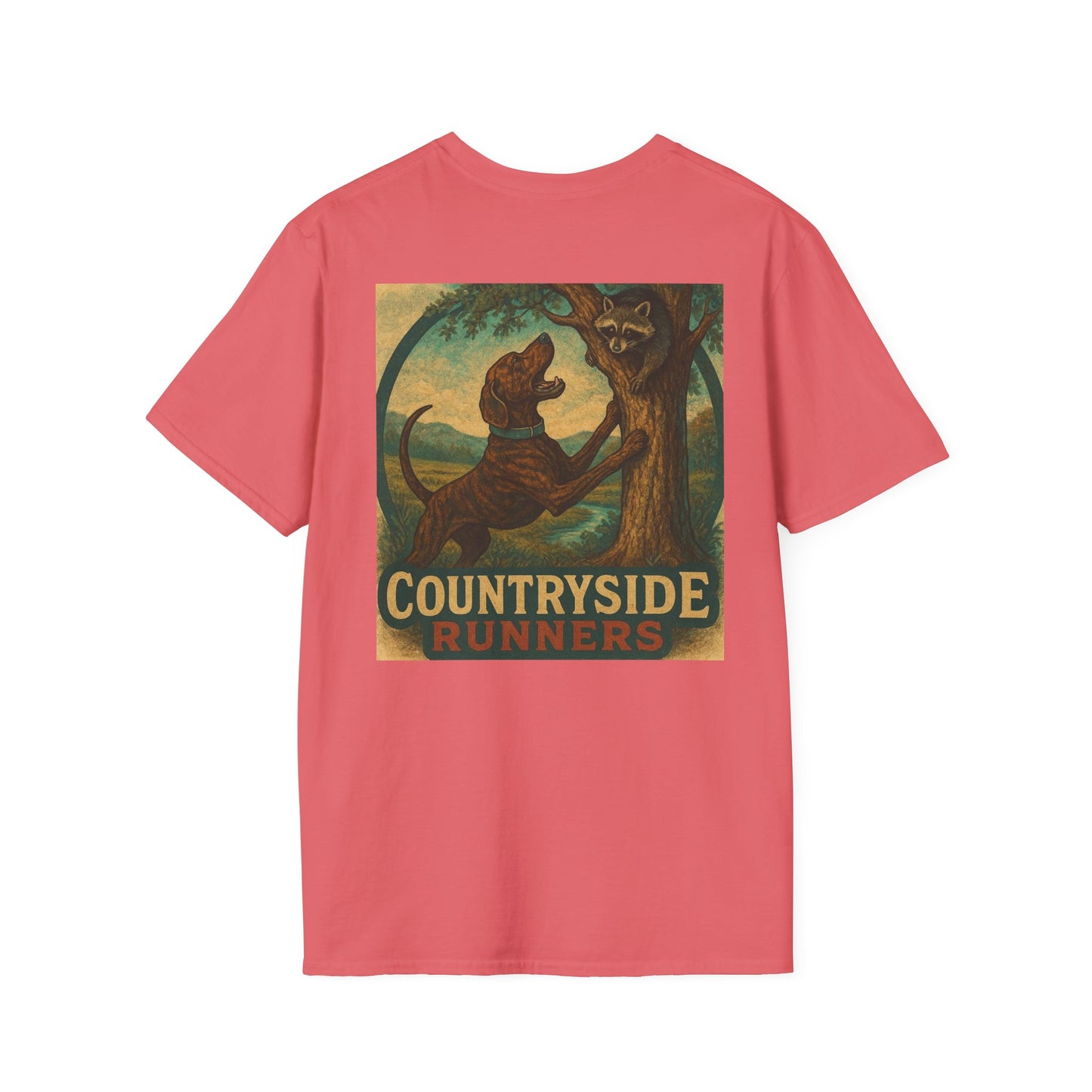 Countryside Runners treed plott hound T-Shirt, Unisex Dog Lover Tee, Softstyle Graphic Shirt, Gifts for Pet Owners, Outdoor Enthusiasts Apparel