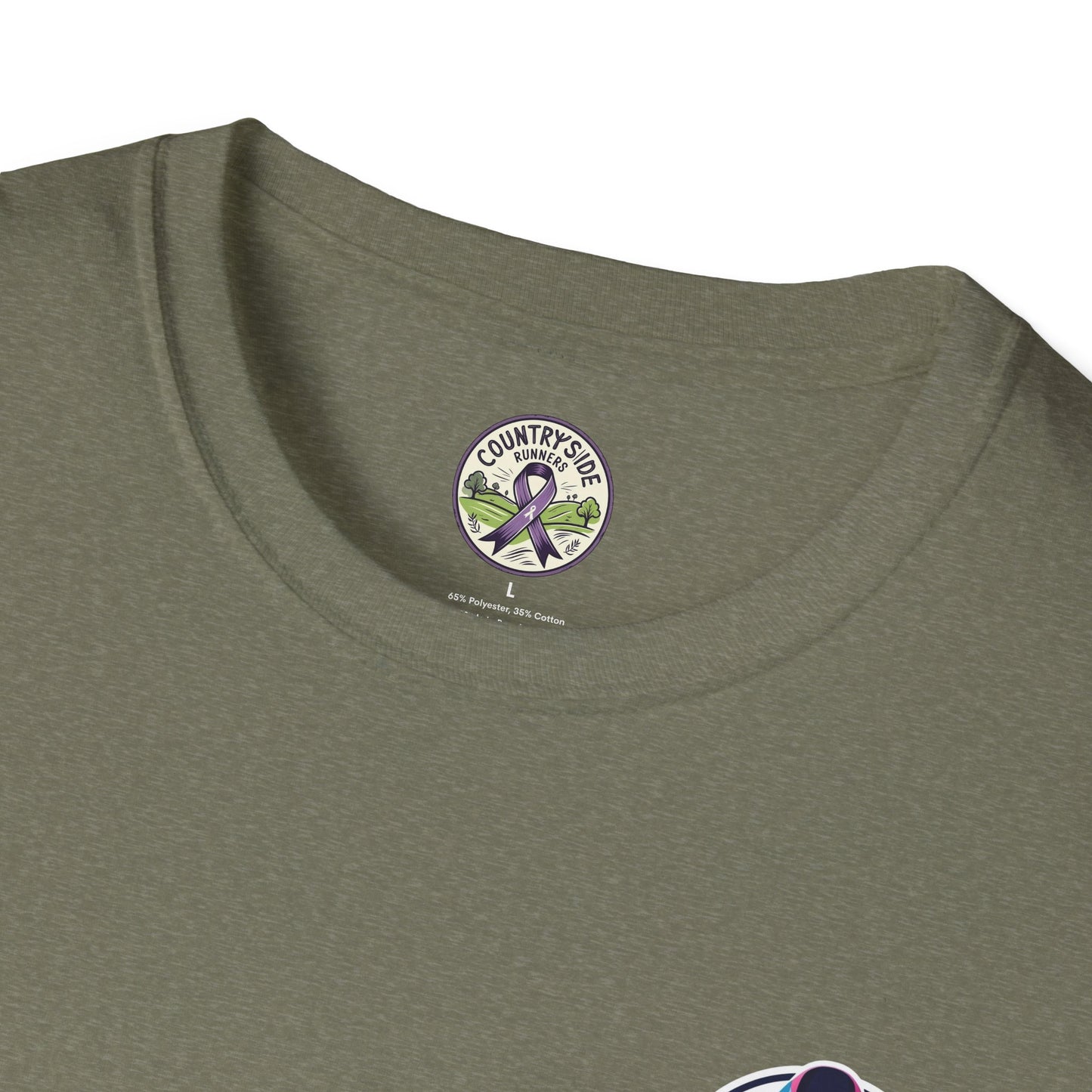Countryside Runners Awareness T-Shirt, Unisex Softstyle Tee, Running Gear, Fundraiser Apparel, Purple Ribbon Support, Fitness Fashion