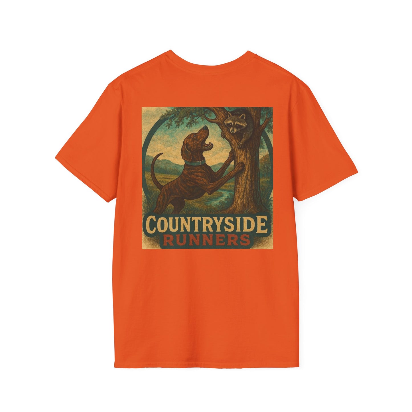 Countryside Runners treed plott hound T-Shirt, Unisex Dog Lover Tee, Softstyle Graphic Shirt, Gifts for Pet Owners, Outdoor Enthusiasts Apparel
