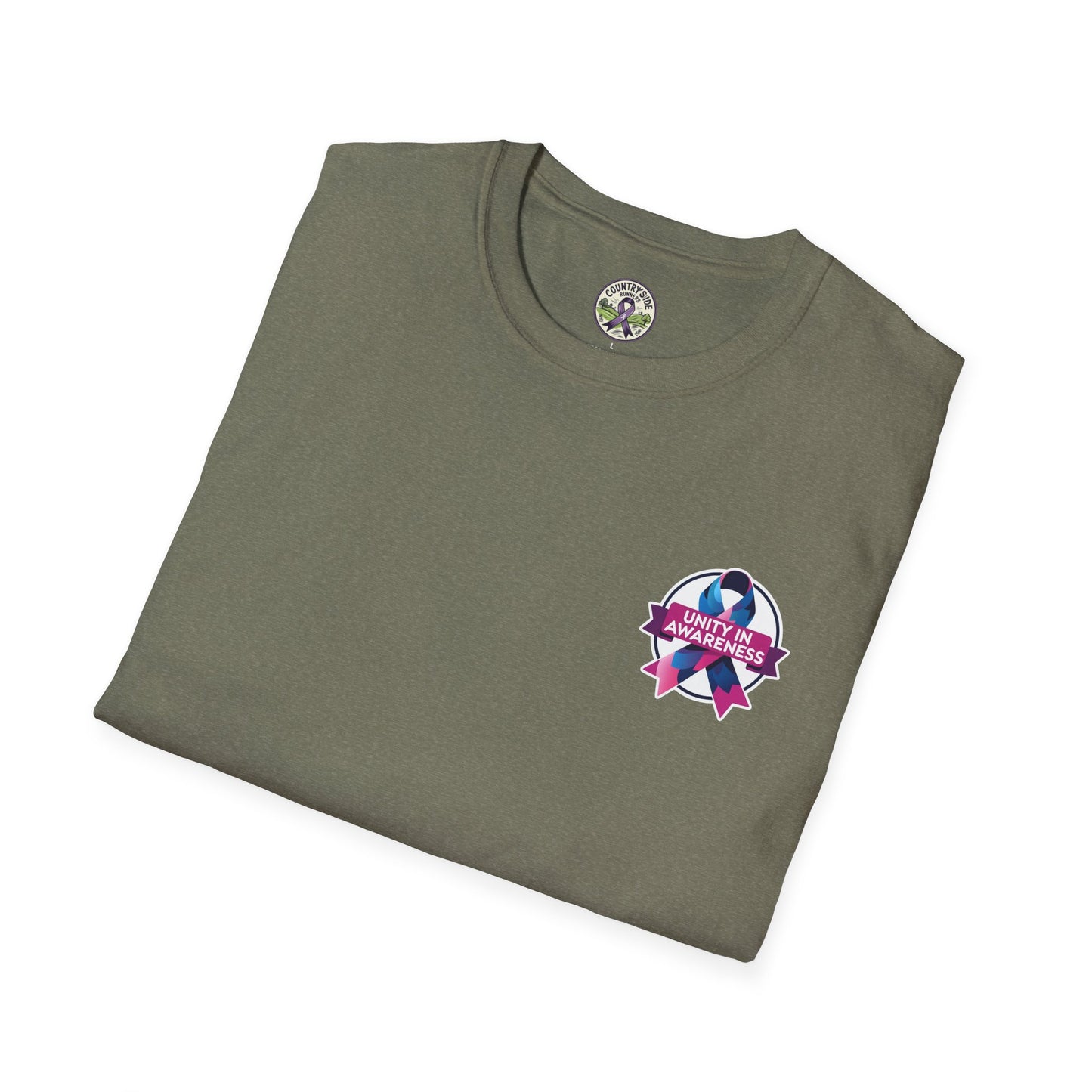 Countryside Runners Awareness T-Shirt, Unisex Softstyle Tee, Running Gear, Fundraiser Apparel, Purple Ribbon Support, Fitness Fashion