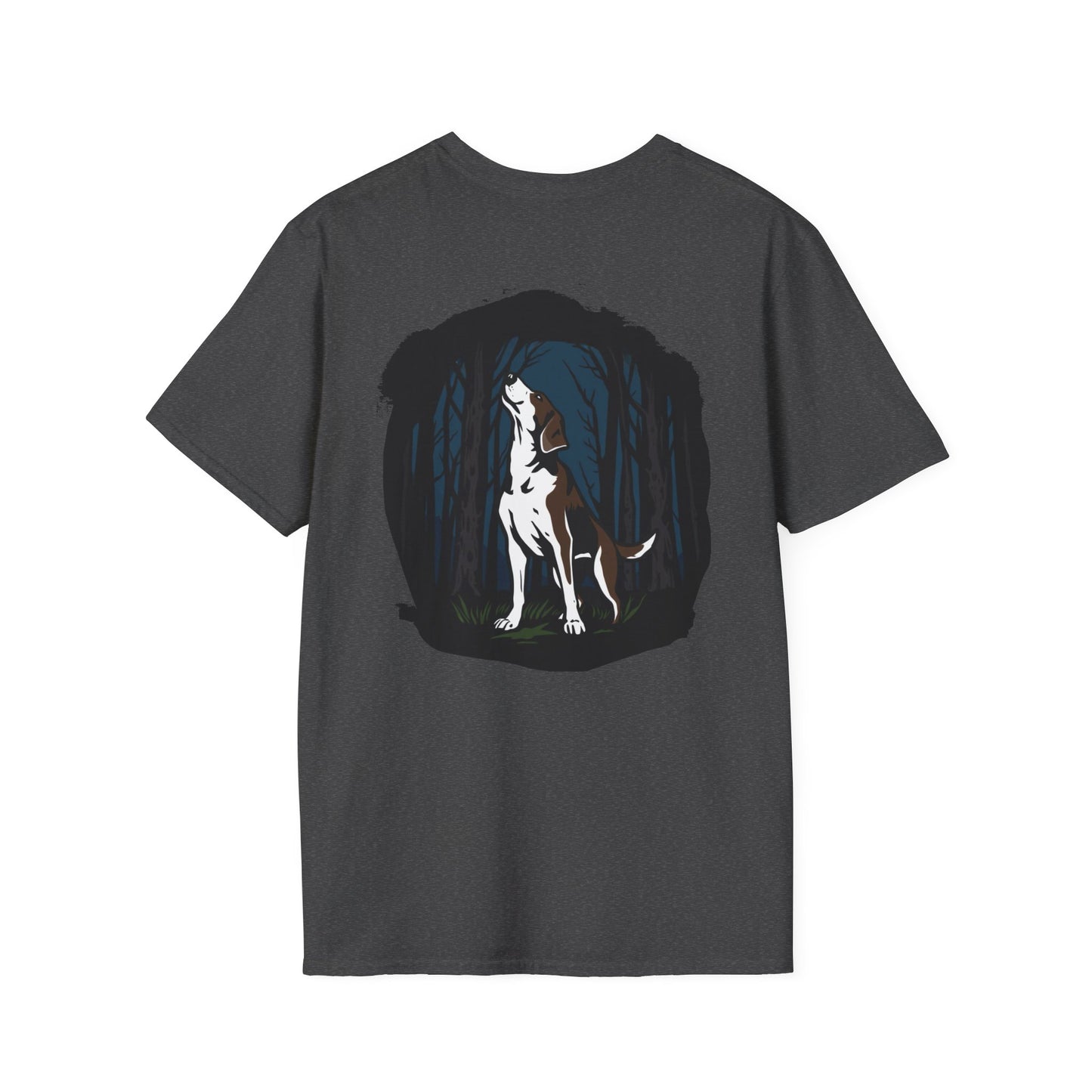 Dog Lover's Unisex Softstyle T-Shirt, Pet Fashion, Casual Wear, Birthday Gift, Animal Lover Apparel, Forest Dog Design