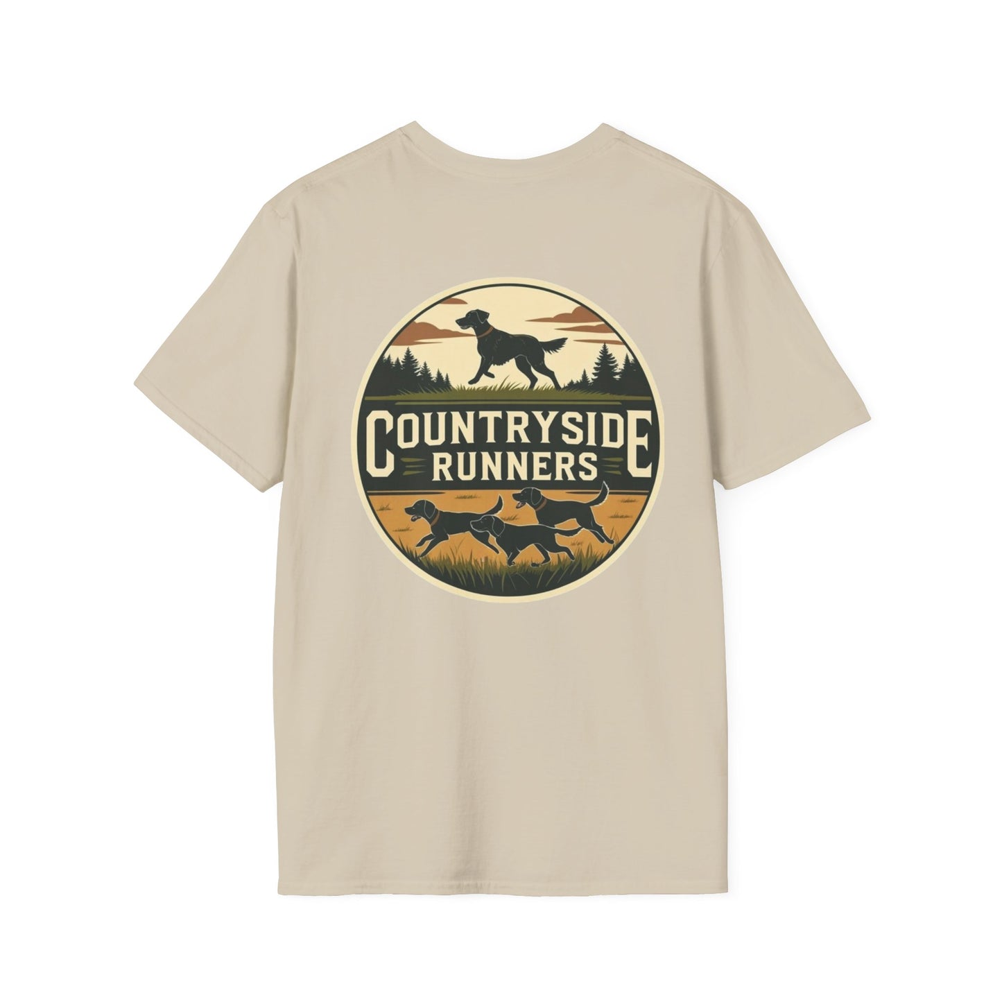Countryside Runners T-Shirt | Unisex Graphic Tee for Dog Lovers | Nature Sports Shirt | Gift for Runners | Outdoor Adventure Apparel