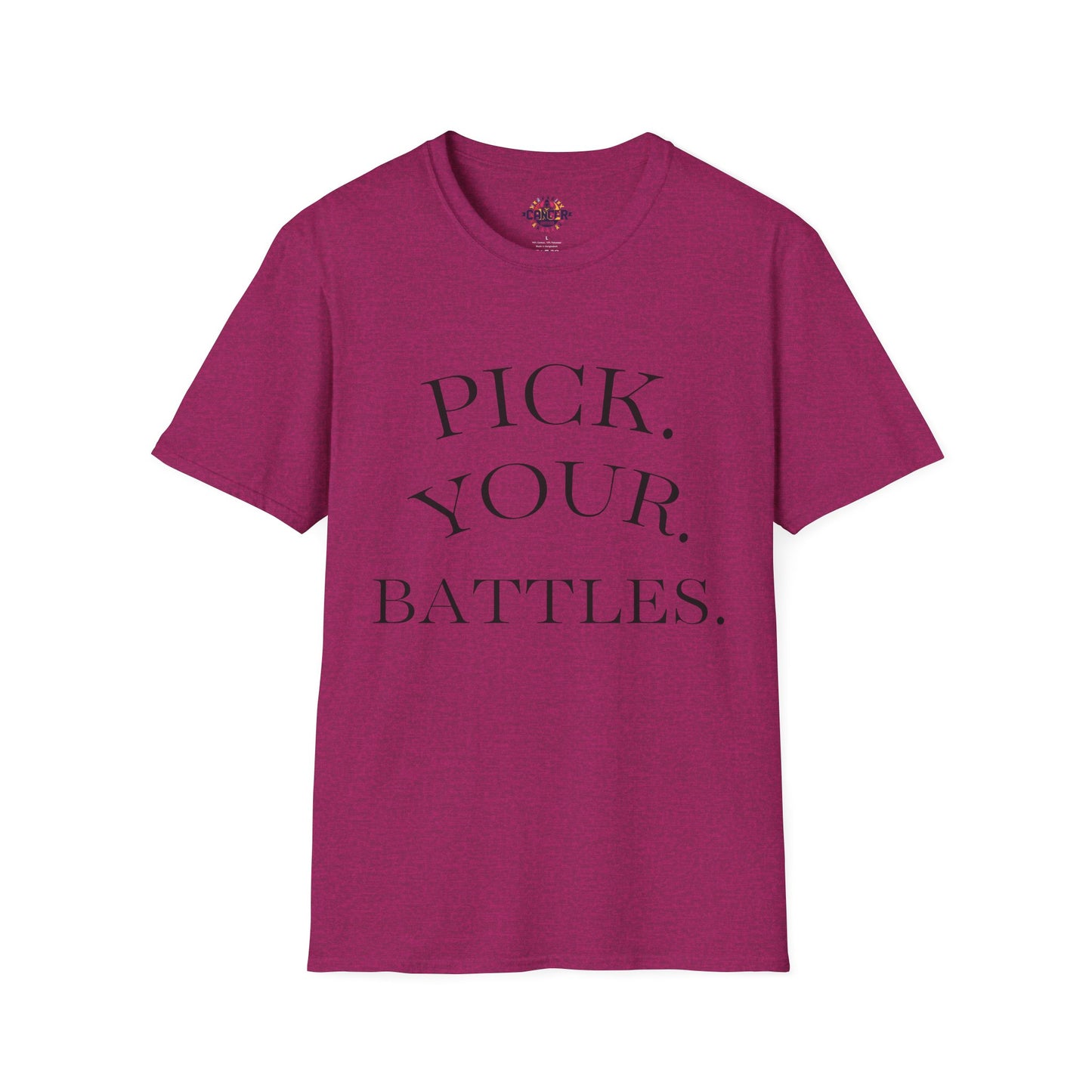 Pick Your Battles Cancer CountrySide Unisex Softstyle T-Shirt, Support Tee, Awareness Shirt, Gift Idea for Cancer Fighters, Inspirational Apparel