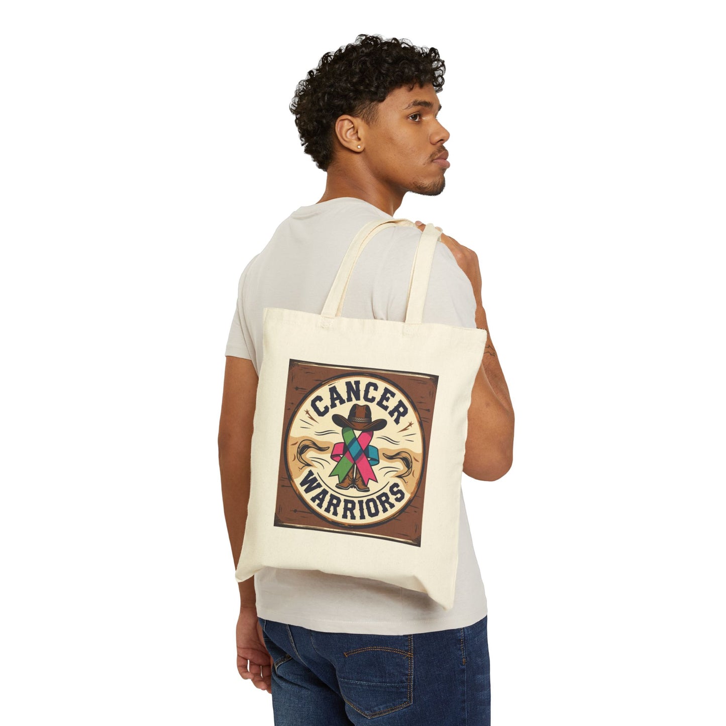 Cancer Warriors Canvas Tote Bag, Custom Tote for Support, Pink Ribbon, Eco-Friendly Bag, Awareness Month Gift, Everyday Use