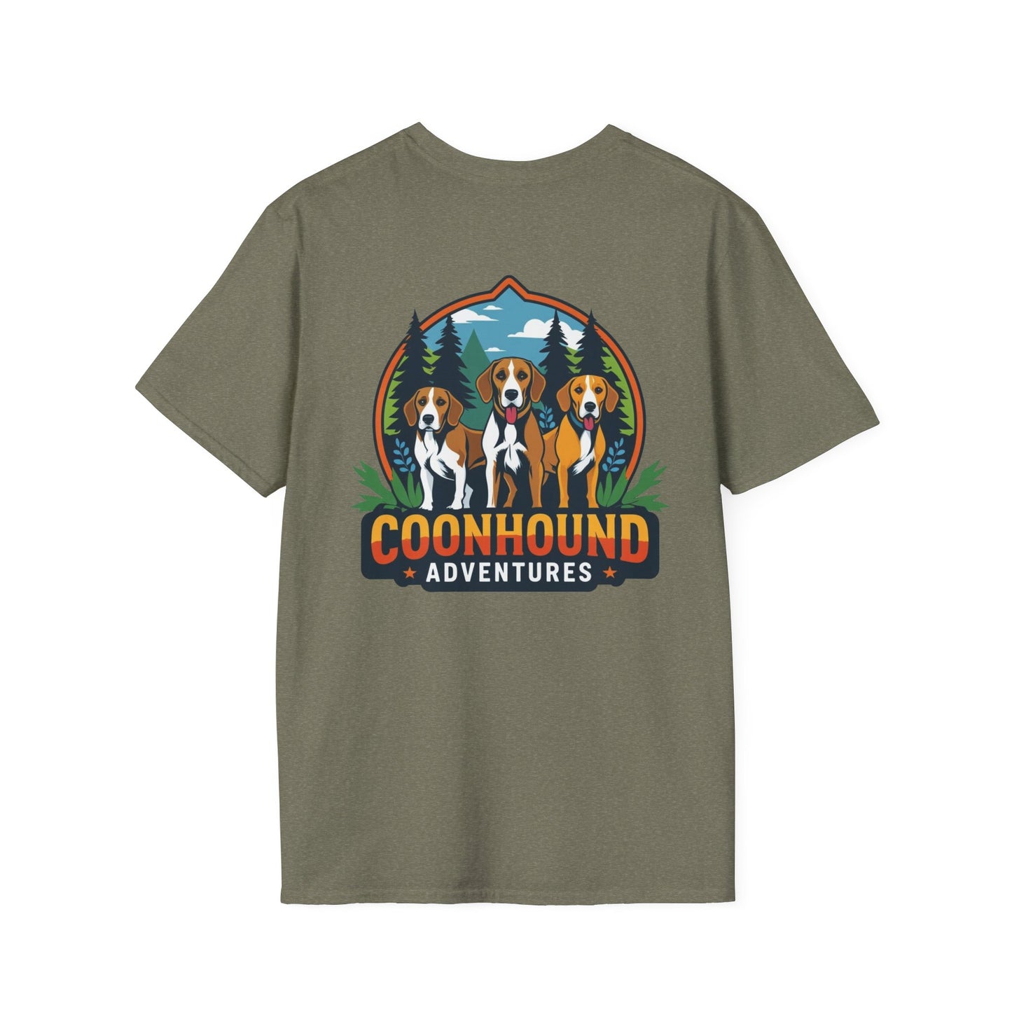 Coonhound Adventures T-Shirt, Unisex Graphic Tee, Dog Lover Gift, Outdoor Adventure Apparel, Casual Wear, Nature Enthusiast Shirt