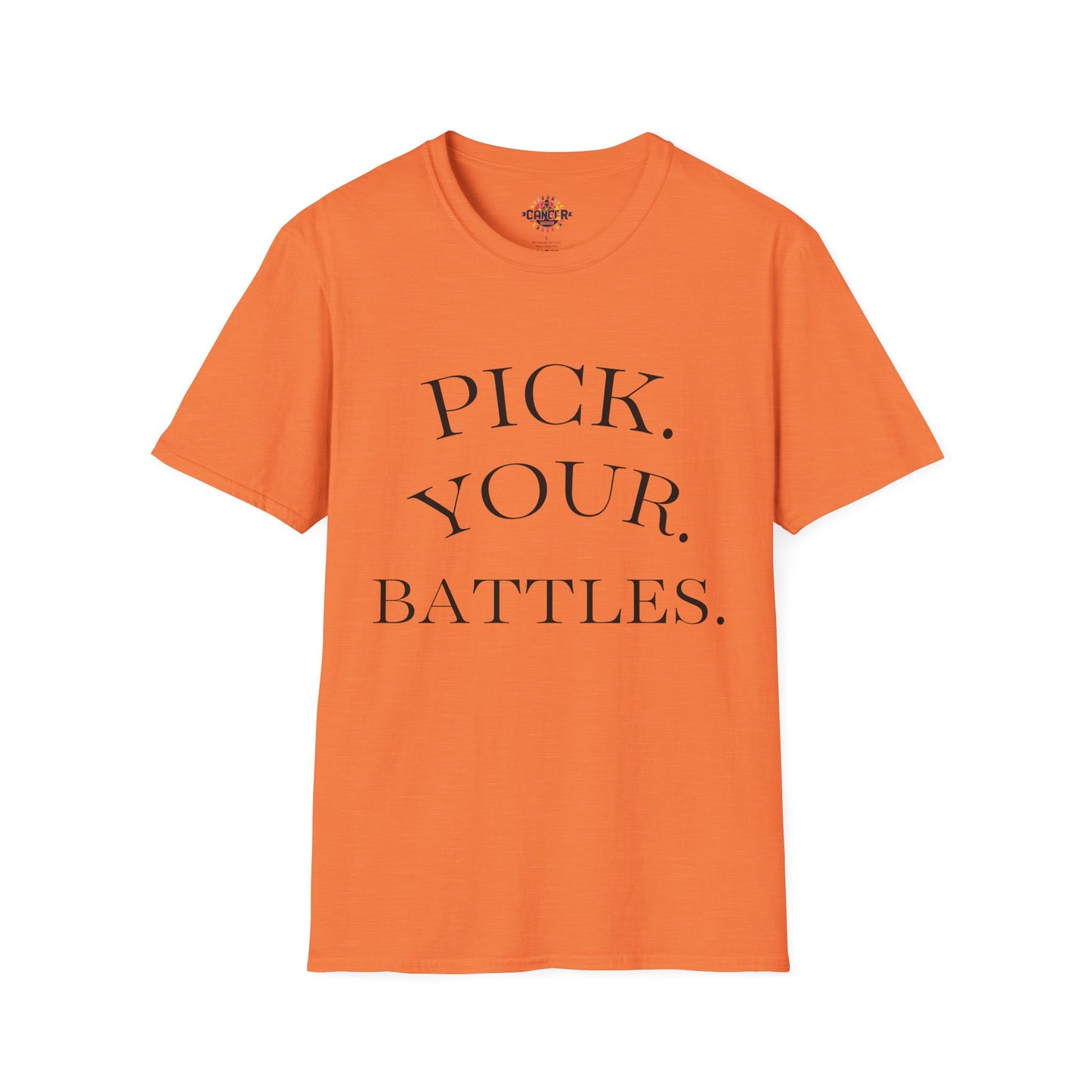 Pick Your Battles Cancer CountrySide Unisex Softstyle T-Shirt, Support Tee, Awareness Shirt, Gift Idea for Cancer Fighters, Inspirational Apparel