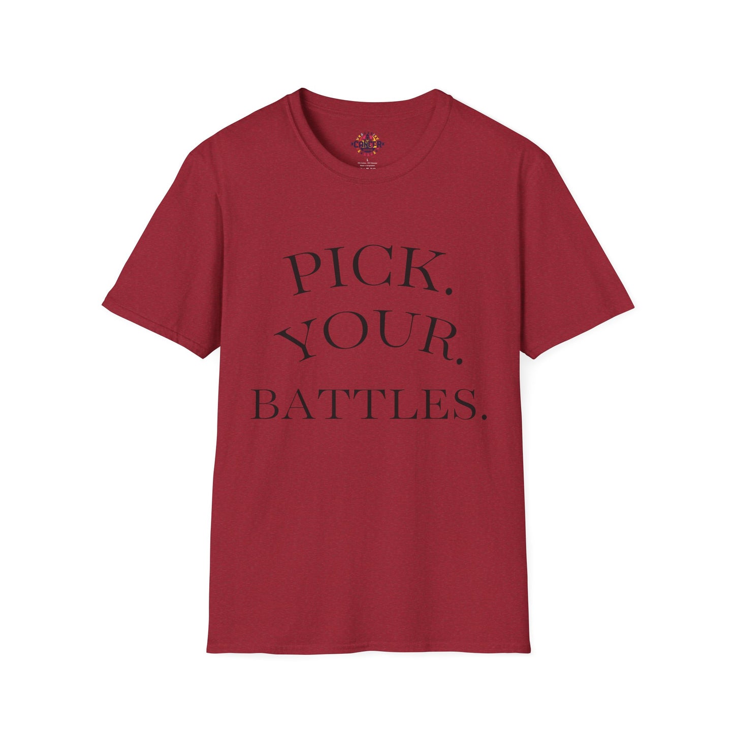 Pick Your Battles Cancer CountrySide Unisex Softstyle T-Shirt, Support Tee, Awareness Shirt, Gift Idea for Cancer Fighters, Inspirational Apparel