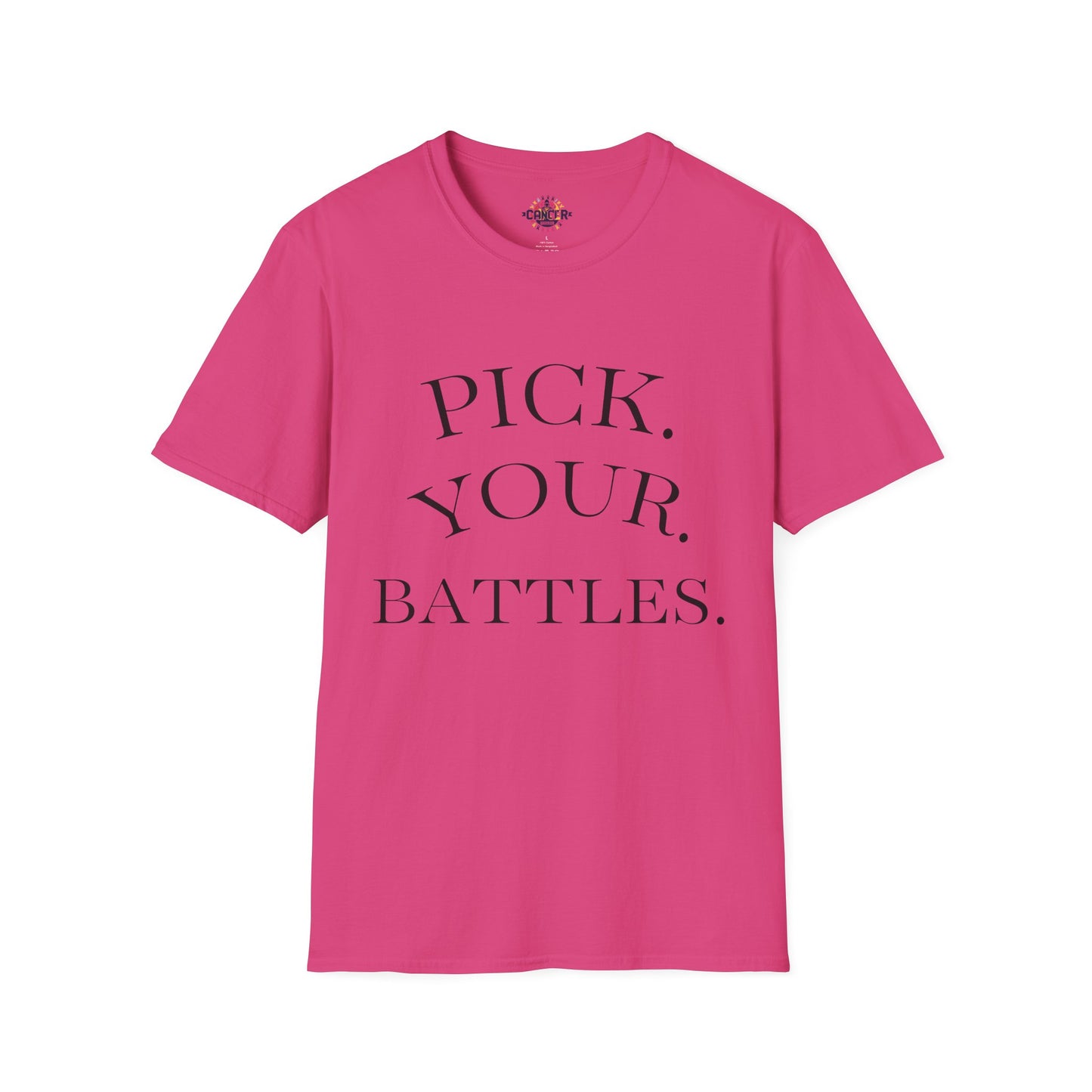 Pick Your Battles Cancer CountrySide Unisex Softstyle T-Shirt, Support Tee, Awareness Shirt, Gift Idea for Cancer Fighters, Inspirational Apparel