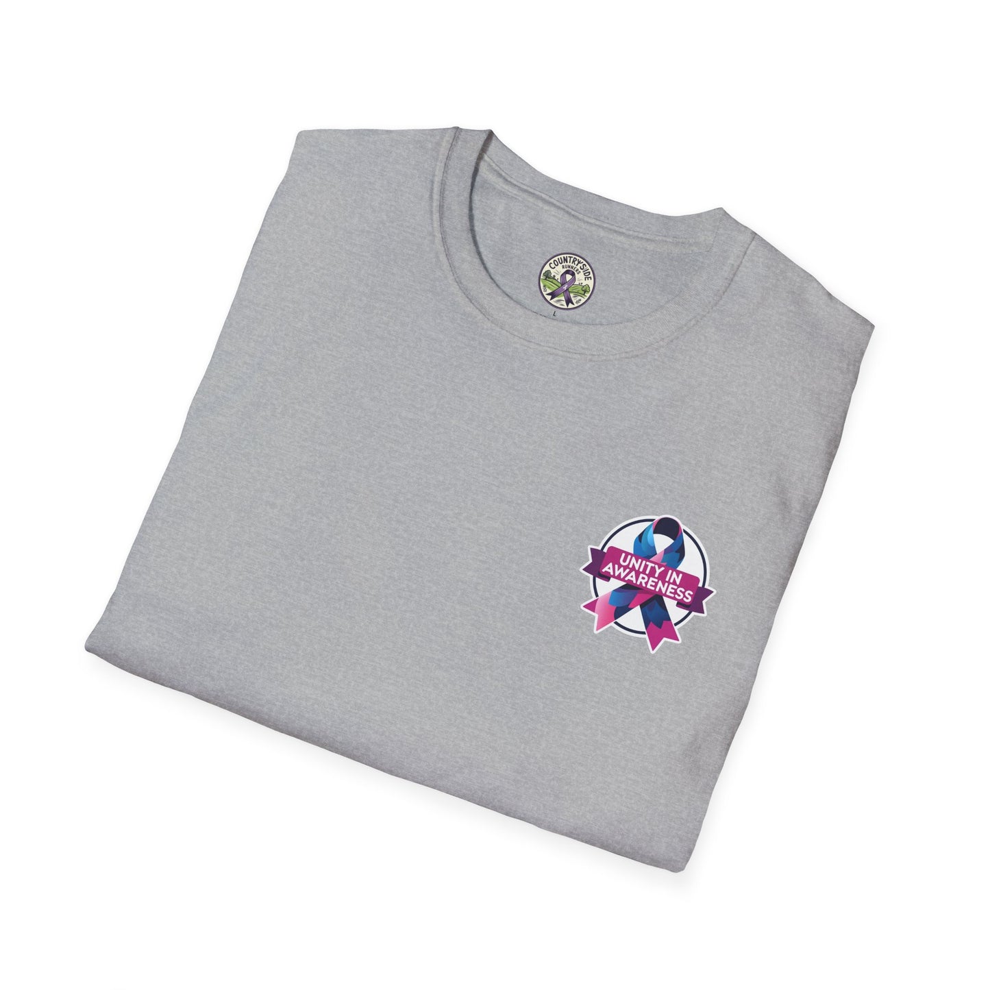 Countryside Runners Awareness T-Shirt, Unisex Softstyle Tee, Running Gear, Fundraiser Apparel, Purple Ribbon Support, Fitness Fashion