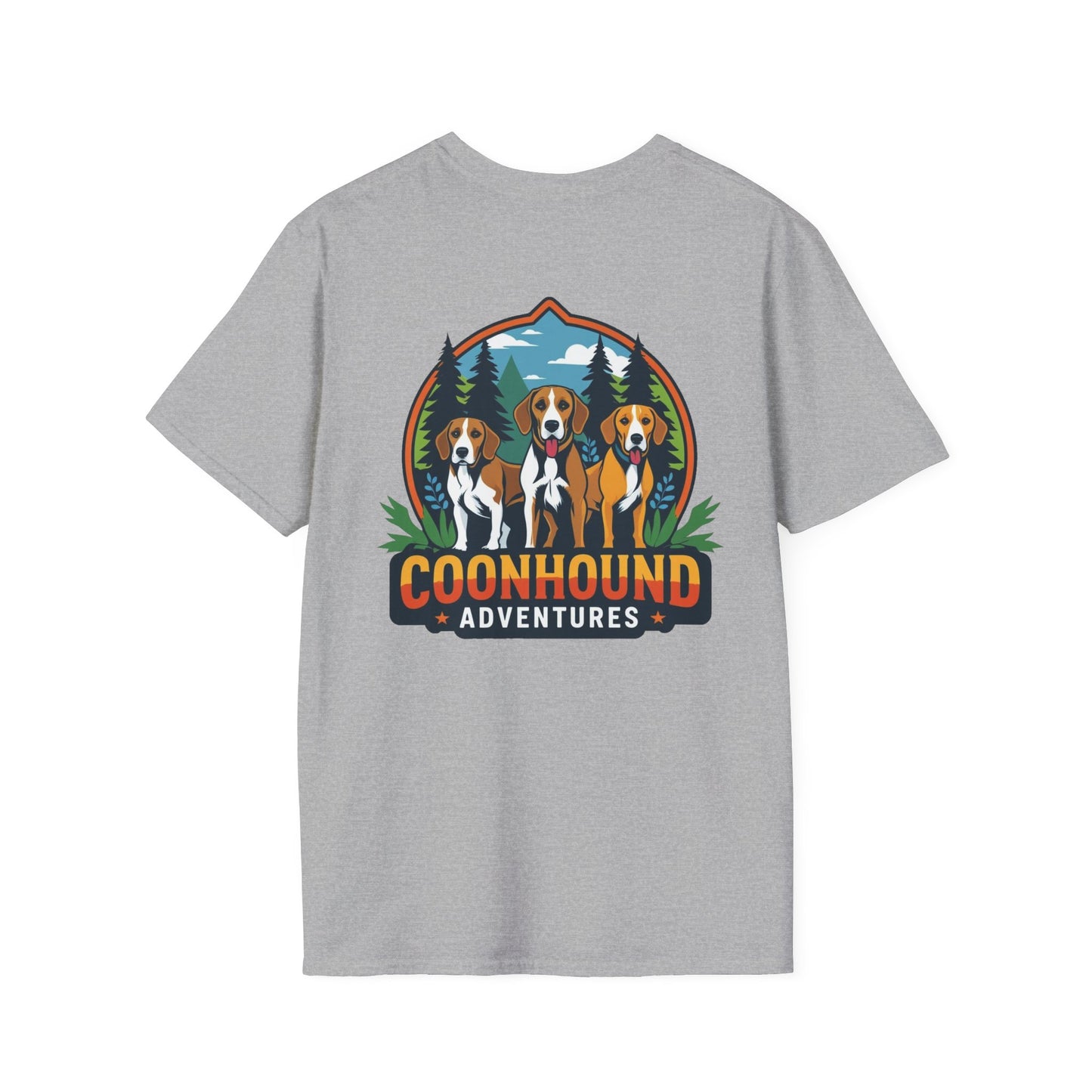 Coonhound Adventures T-Shirt, Unisex Graphic Tee, Dog Lover Gift, Outdoor Adventure Apparel, Casual Wear, Nature Enthusiast Shirt