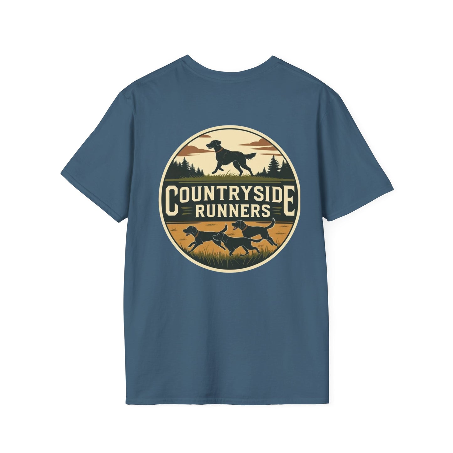 Countryside Runners T-Shirt | Unisex Graphic Tee for Dog Lovers | Nature Sports Shirt | Gift for Runners | Outdoor Adventure Apparel