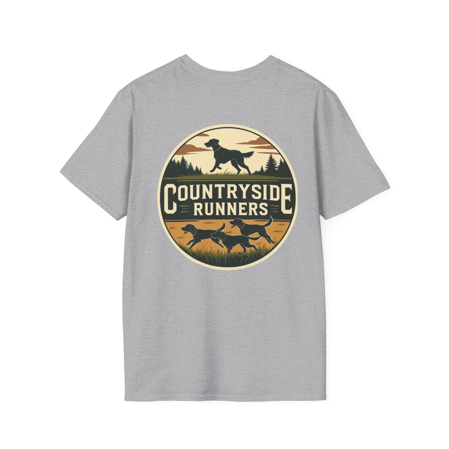 Countryside Runners T-Shirt | Unisex Graphic Tee for Dog Lovers | Nature Sports Shirt | Gift for Runners | Outdoor Adventure Apparel
