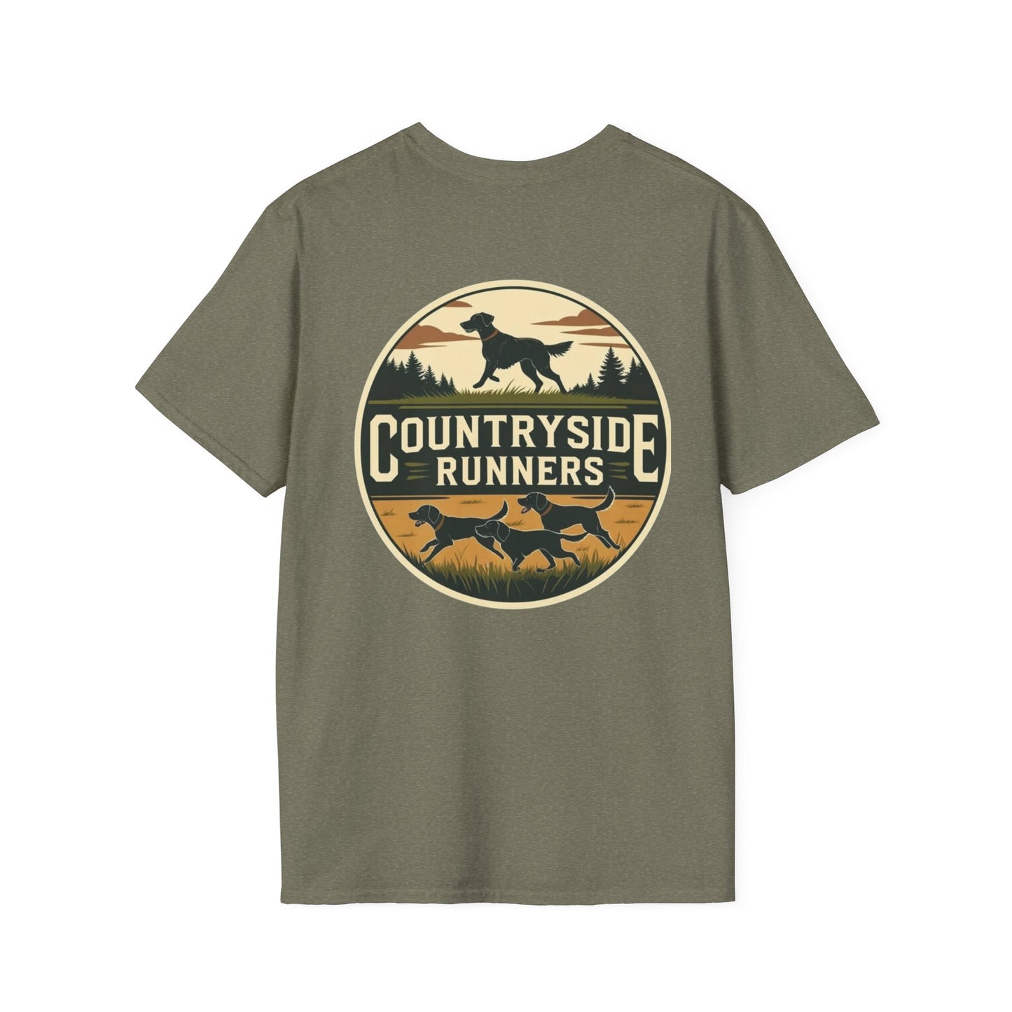 Countryside Runners T-Shirt | Unisex Graphic Tee for Dog Lovers | Nature Sports Shirt | Gift for Runners | Outdoor Adventure Apparel