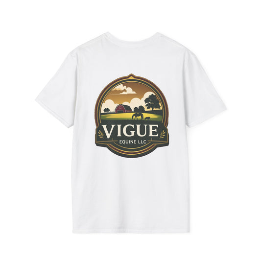 Unisex Softstyle T-Shirt with Vintage Farm Logo, Casual Tee for Horse Lovers, Eco-Friendly Shirt, Gifts for Equestrians, Farm Life Apparel